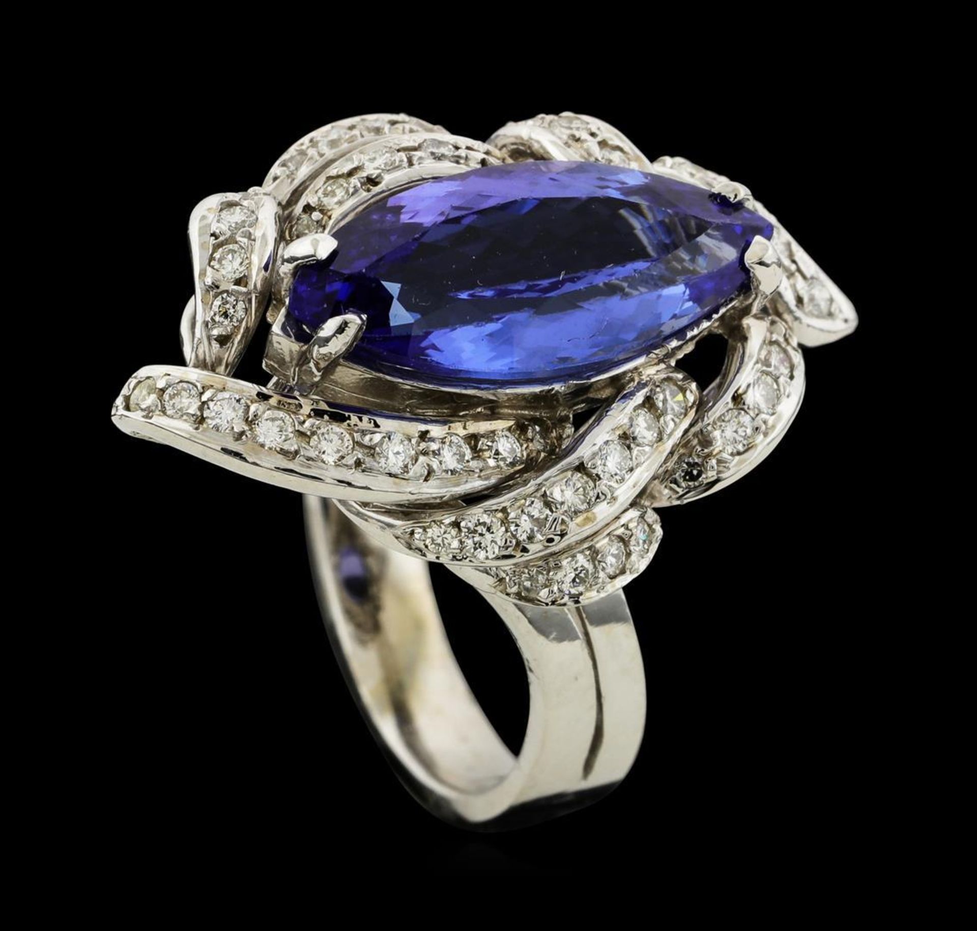 3.81 ctw Tanzanite and Diamond Ring - 14KT White Gold - Image 4 of 5