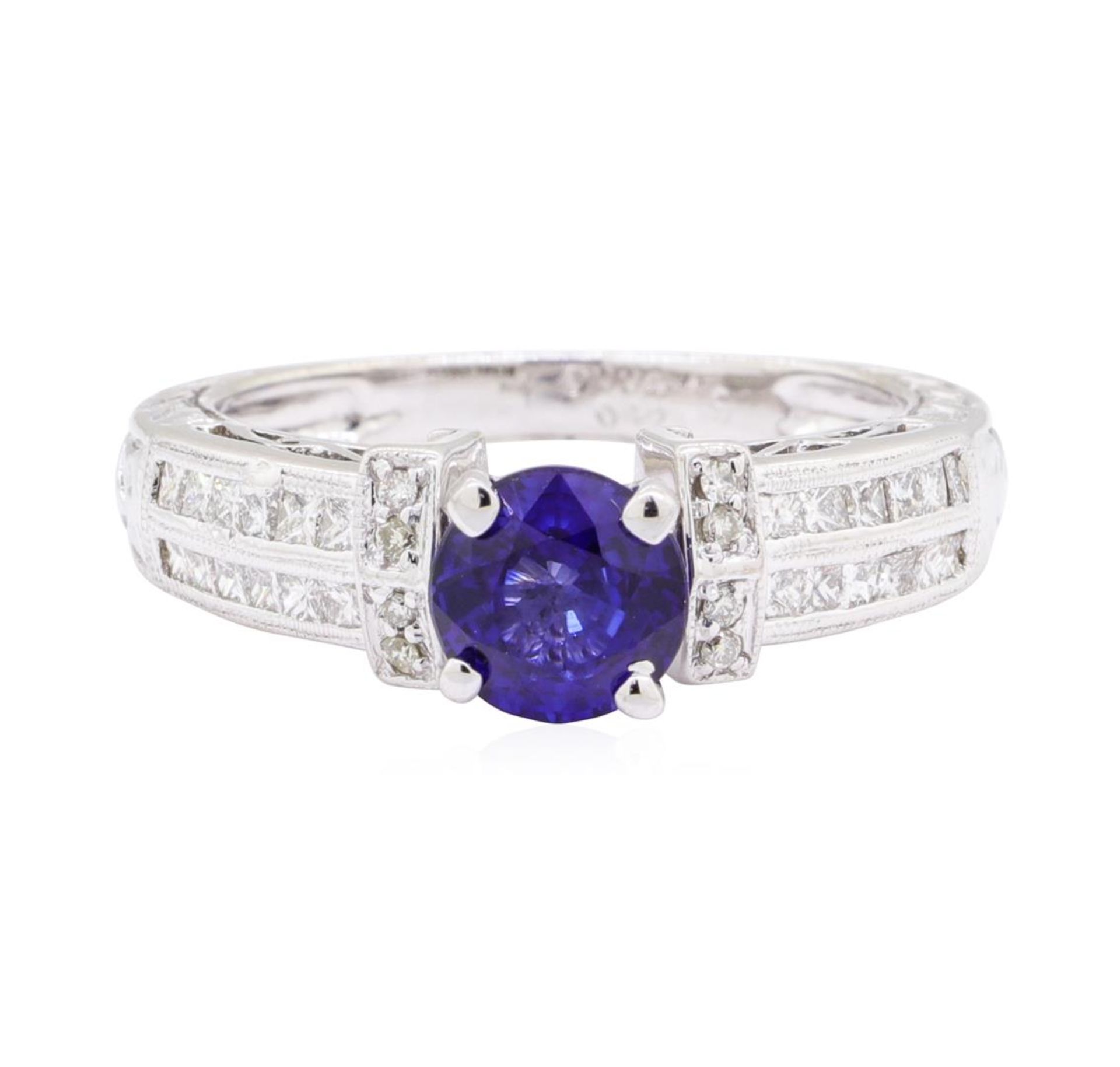 1.36 ctw Sapphire and Diamond Ring - 14KT White Gold - Image 2 of 4