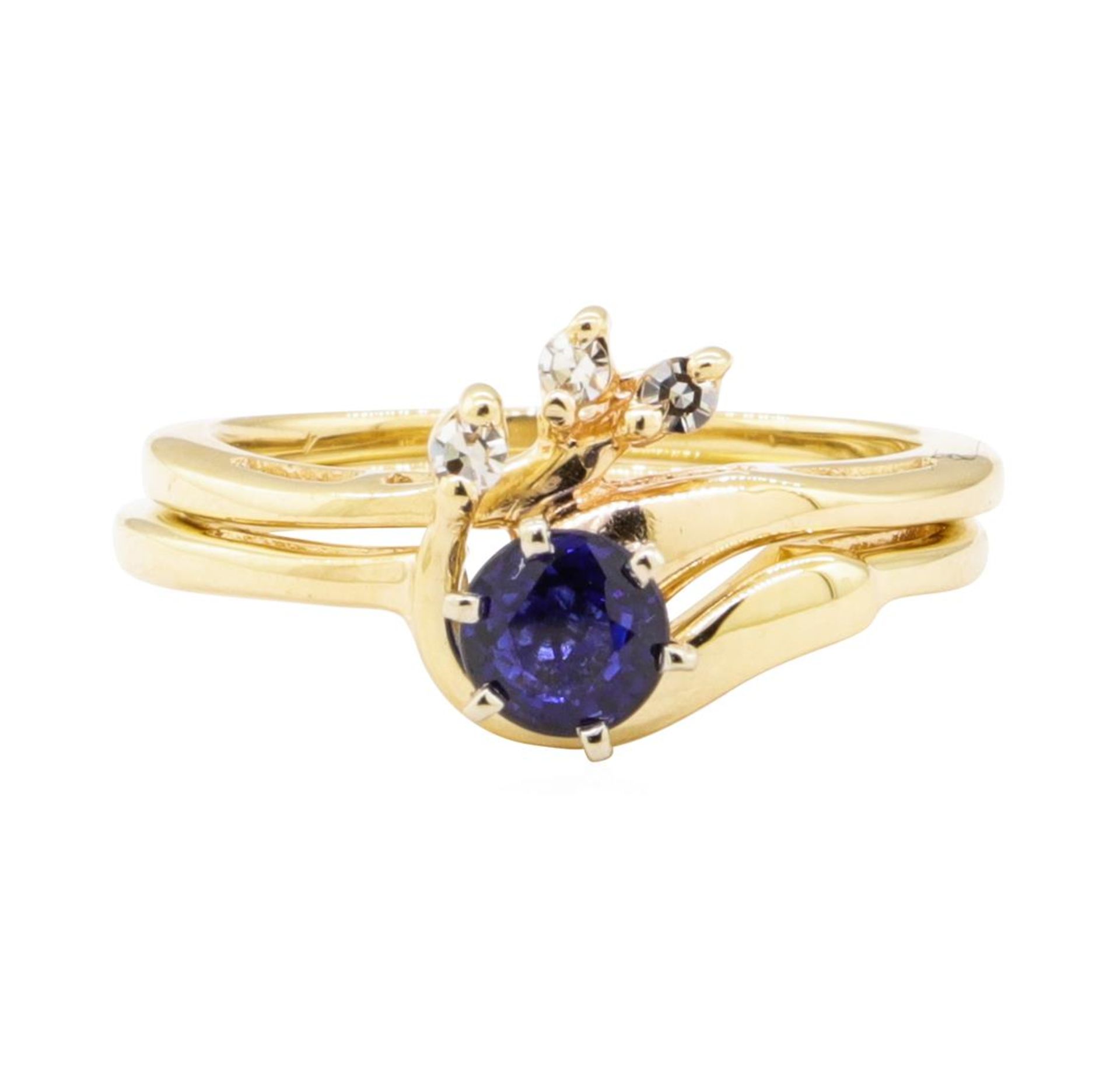 0.67 ctw Blue Sapphire and Diamond Ring - 14KT Yellow Gold - Image 2 of 3