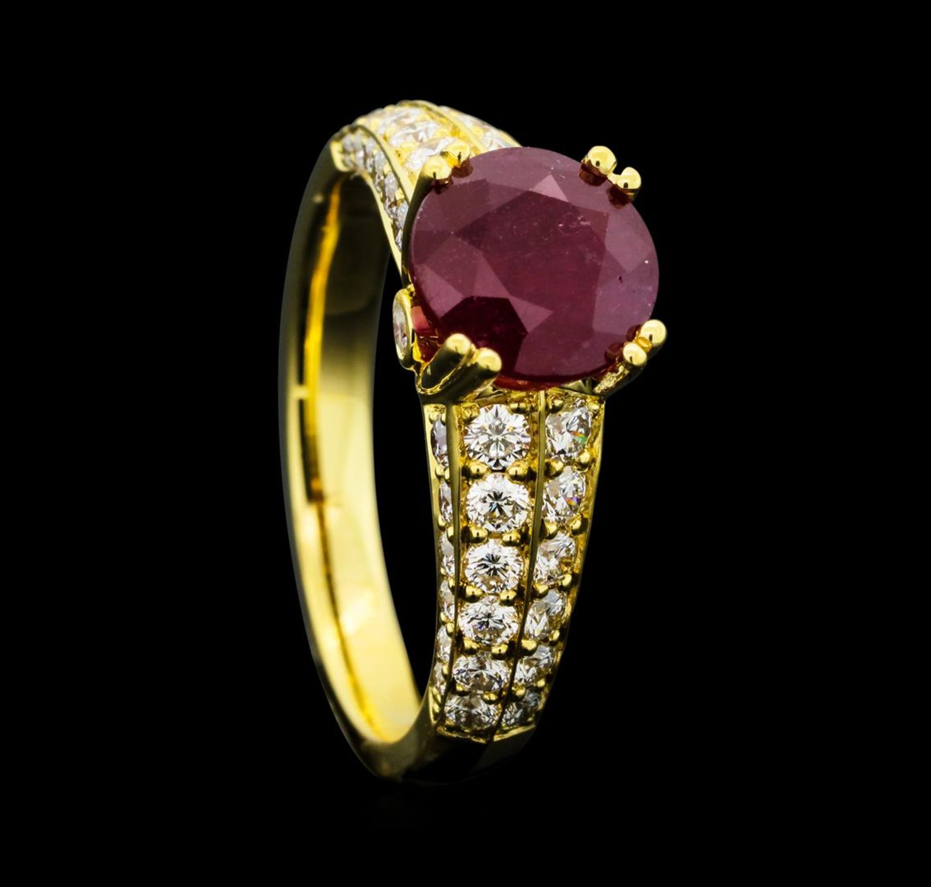 2.54 ctw Ruby And Diamond Ring - 18KT Yellow Gold - Image 4 of 5
