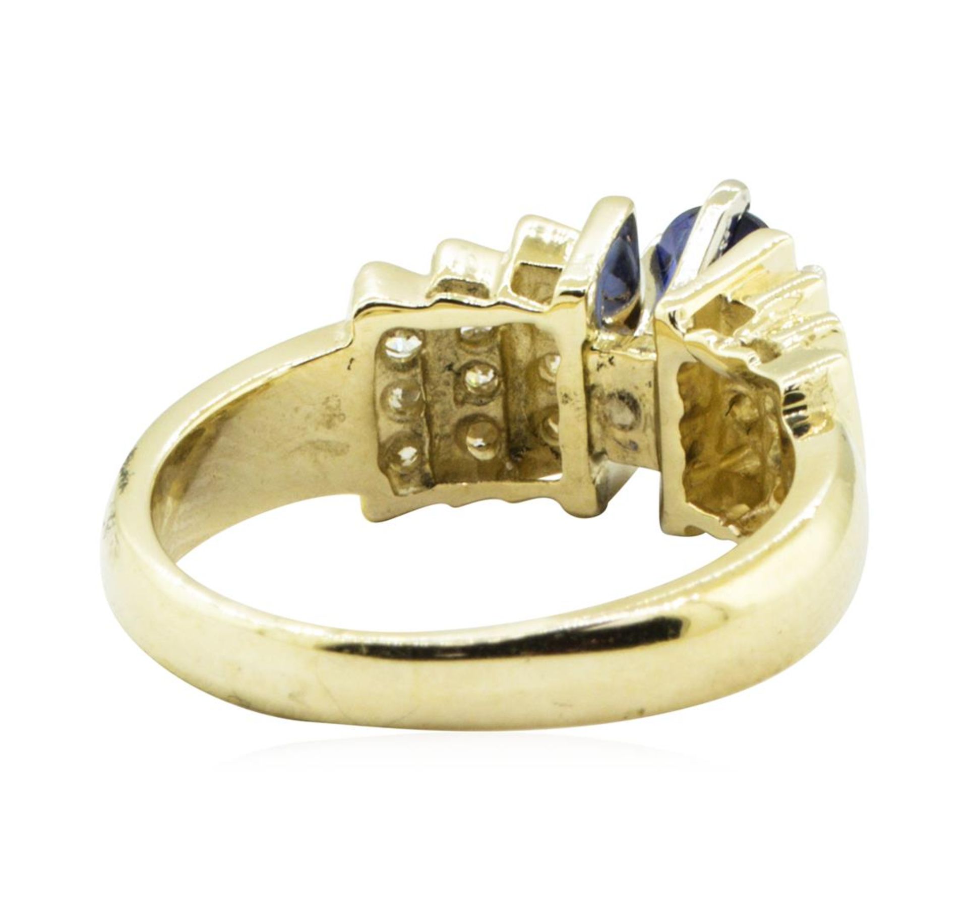 1.30 ctw Oval Brilliant Blue Sapphire And Diamond Ring - 14KT Yellow Gold - Image 3 of 5