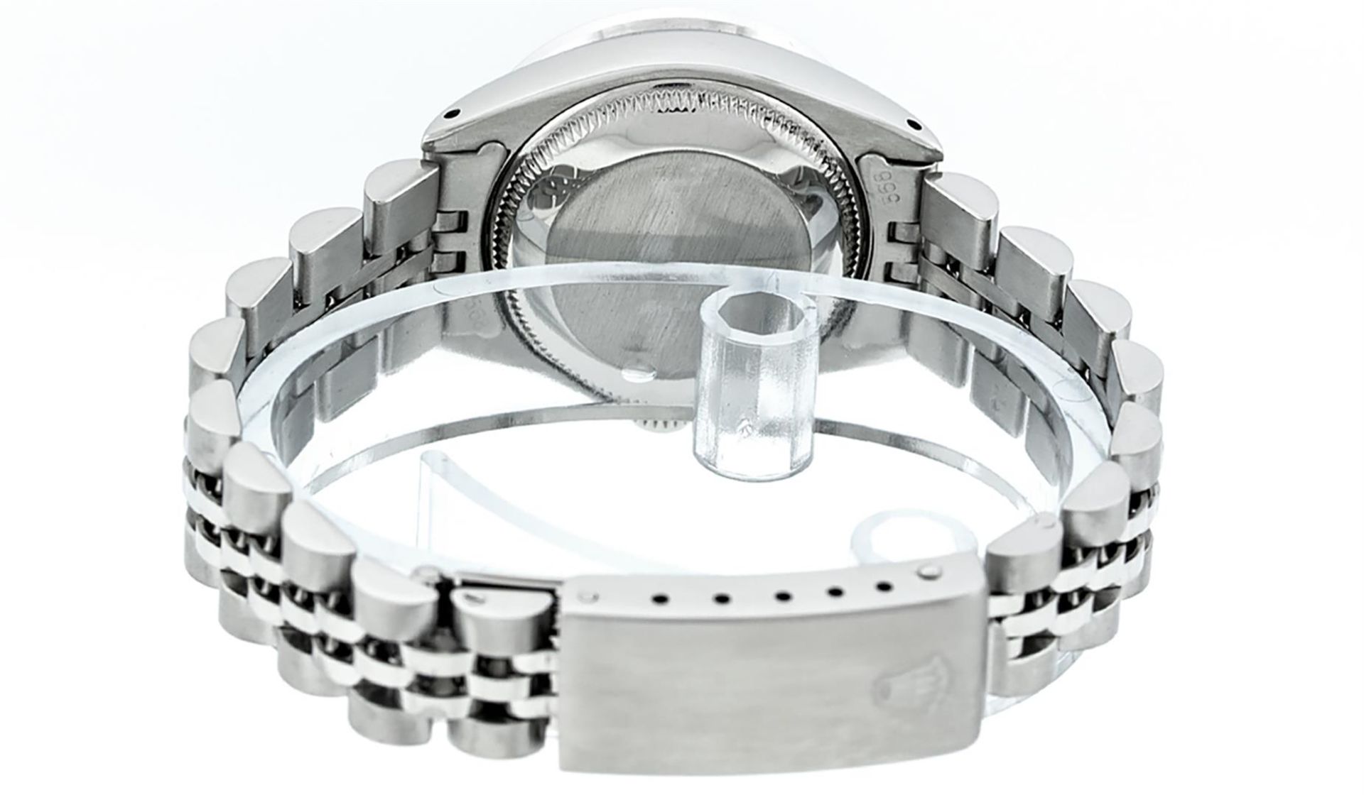 Rolex Ladies 26 Stainless Steel Silver Pyramid Diamond Datejust Wristwatch Servi - Image 6 of 9