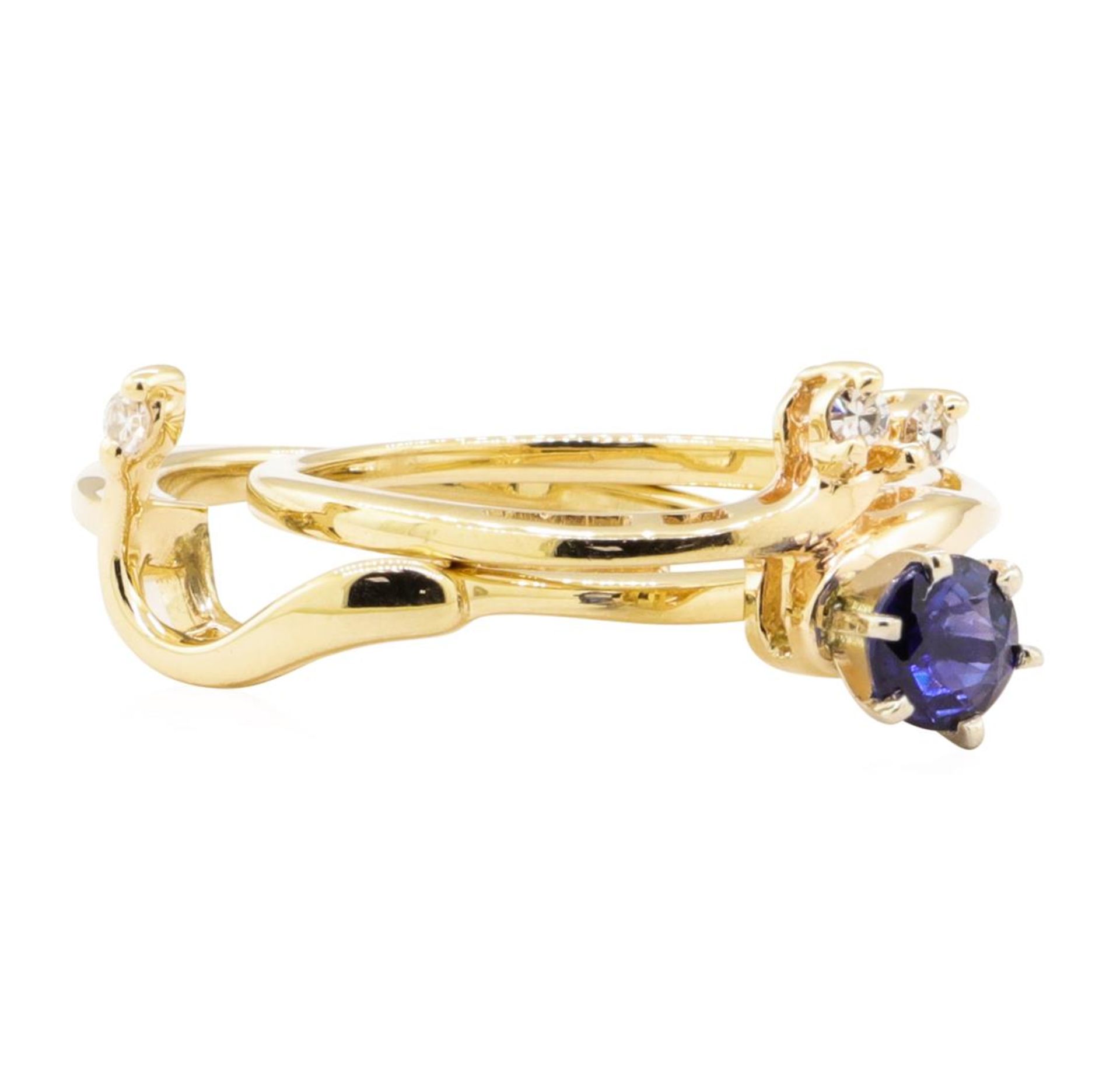 0.67 ctw Blue Sapphire and Diamond Ring - 14KT Yellow Gold - Image 3 of 3