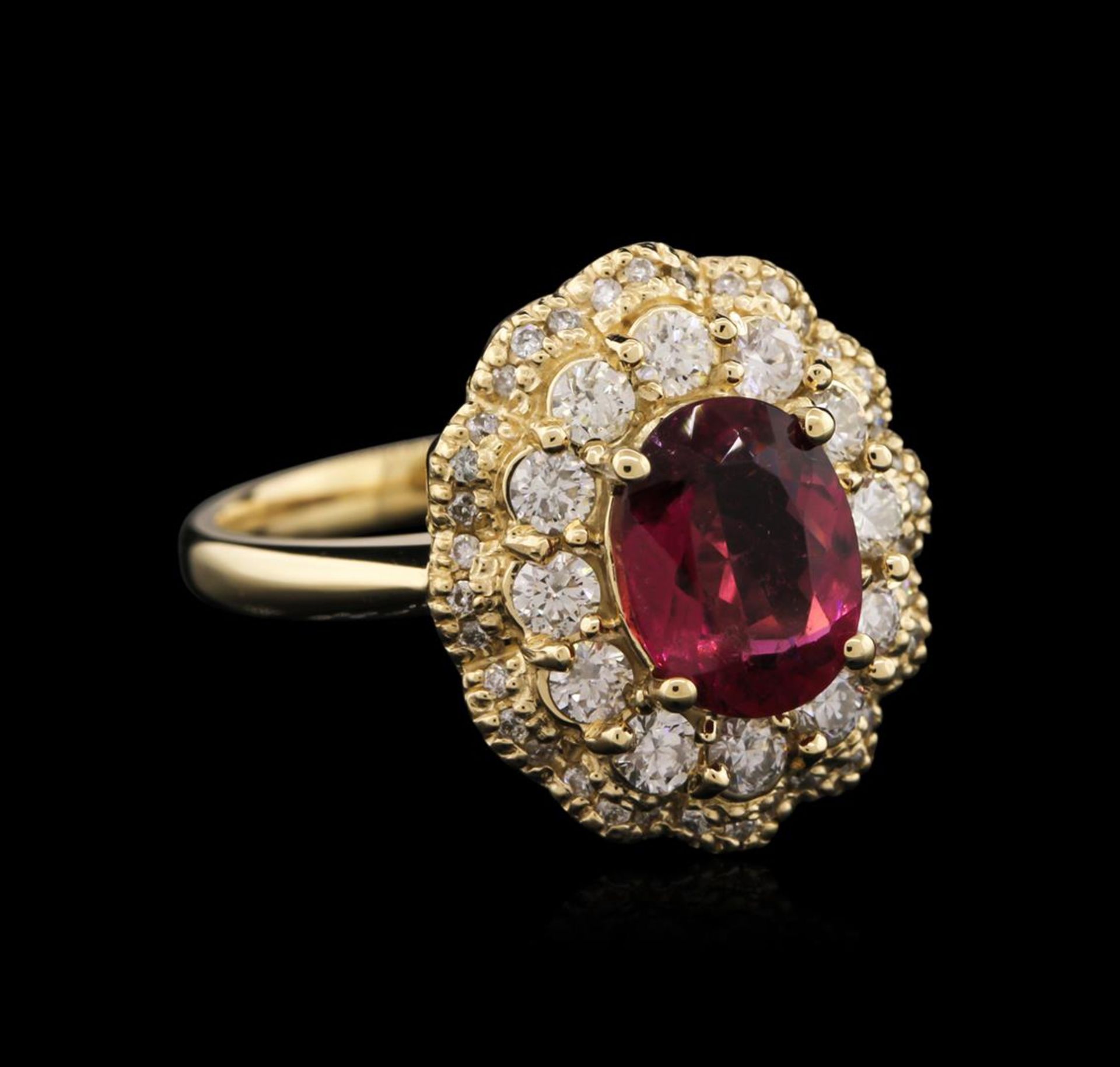 14KT Yellow Gold 1.77 ctw Tourmaline and Diamond Ring