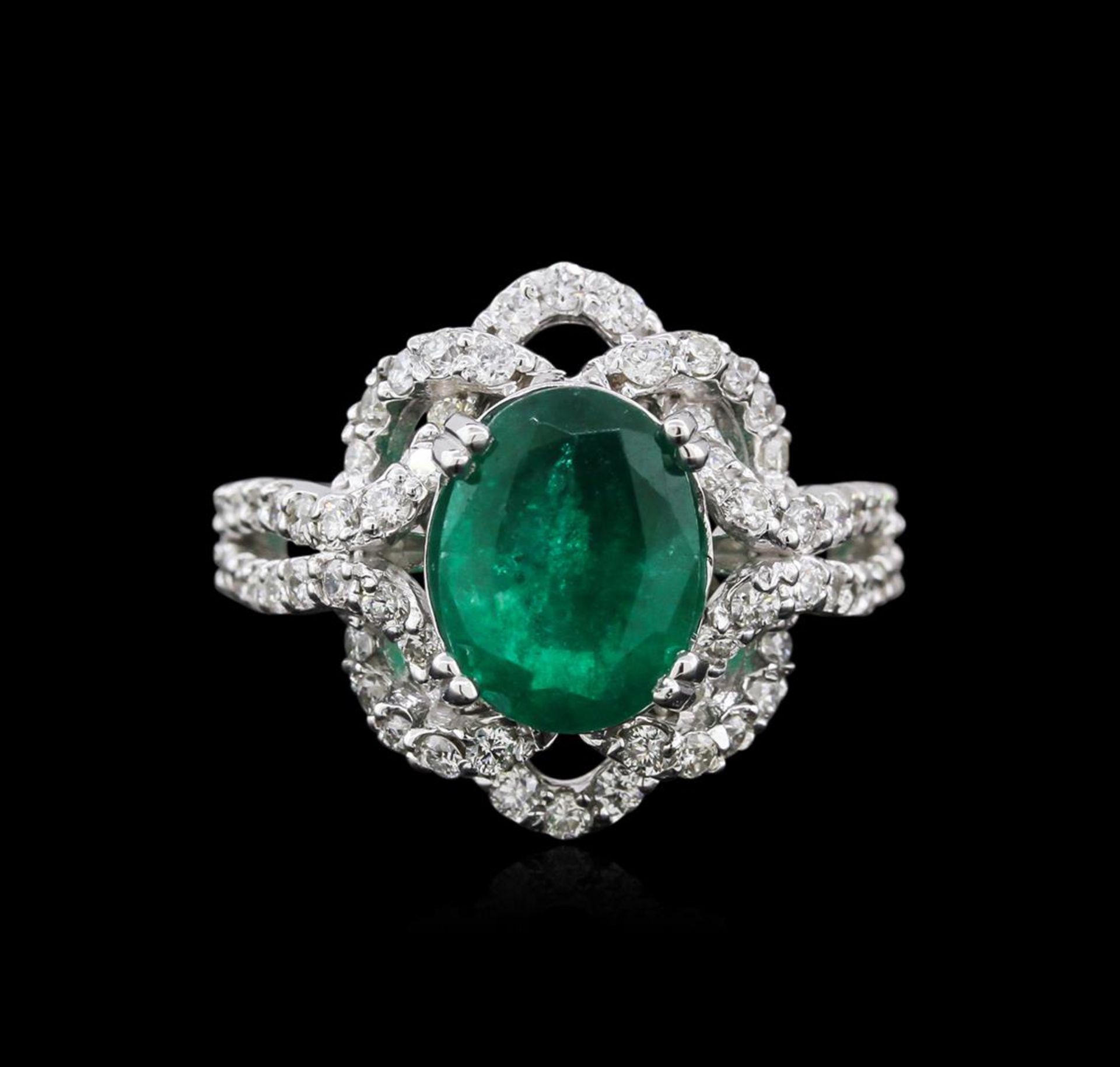 14KT White Gold 2.30 ctw Emerald and Diamond Ring - Image 2 of 4