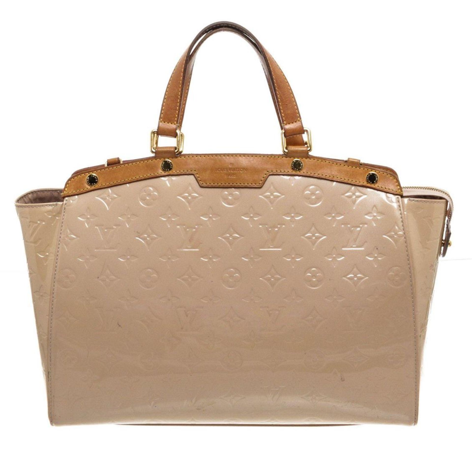 Louis Vuitton Beige Vernis Leather Brea GM Satchel Bag