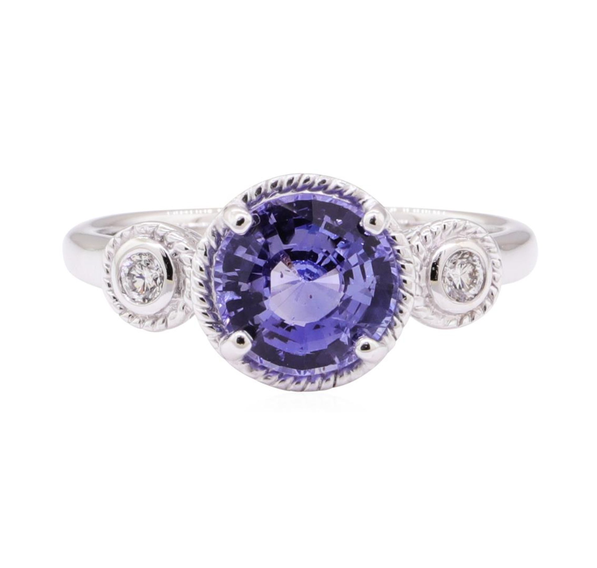 2.08 ctw Blue Sapphire and Diamond Ring - 14KT White Gold - Image 2 of 4