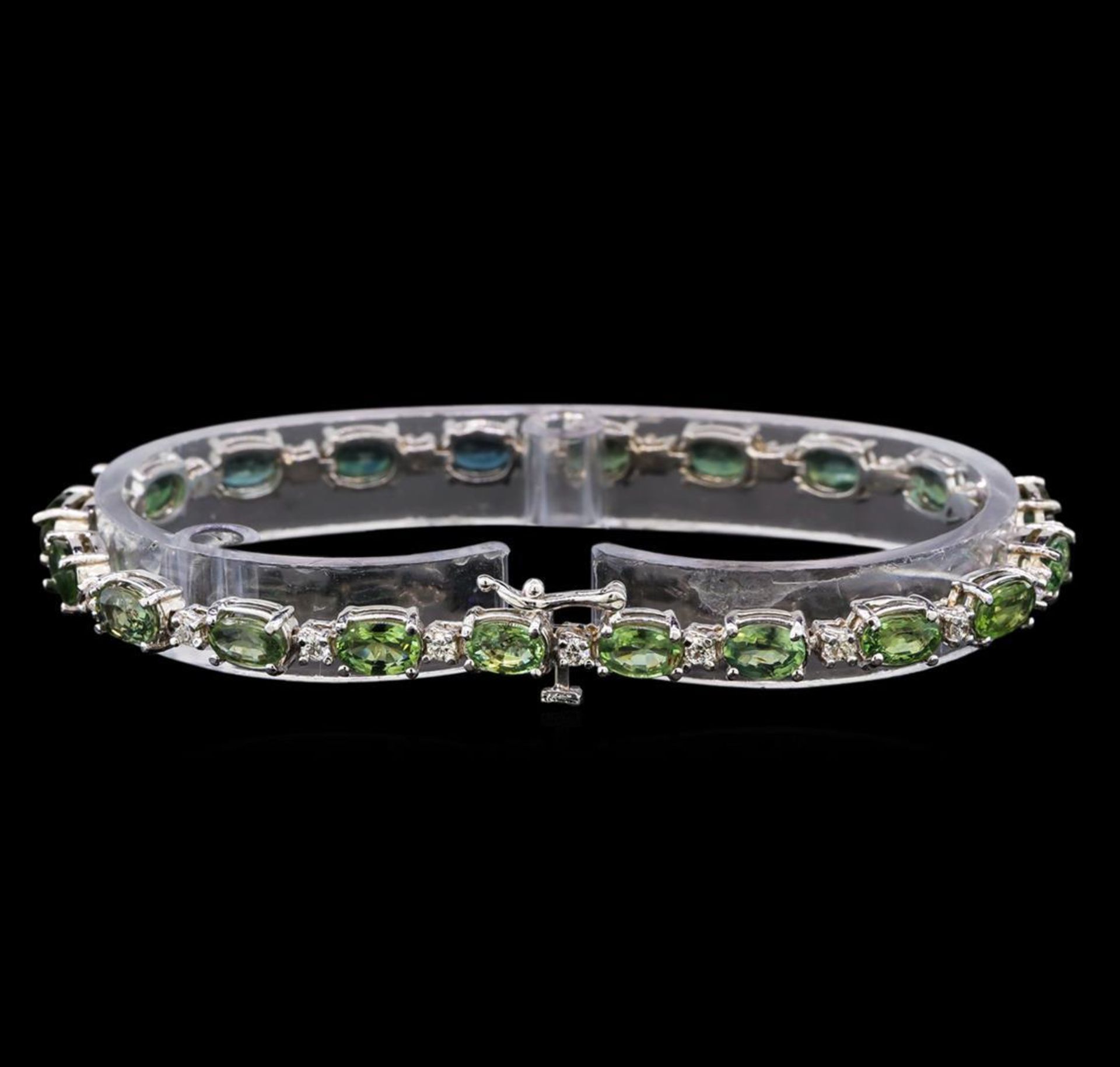 14KT White Gold 11.20 ctw Green Sapphire and Diamond Bracelet - Image 2 of 4