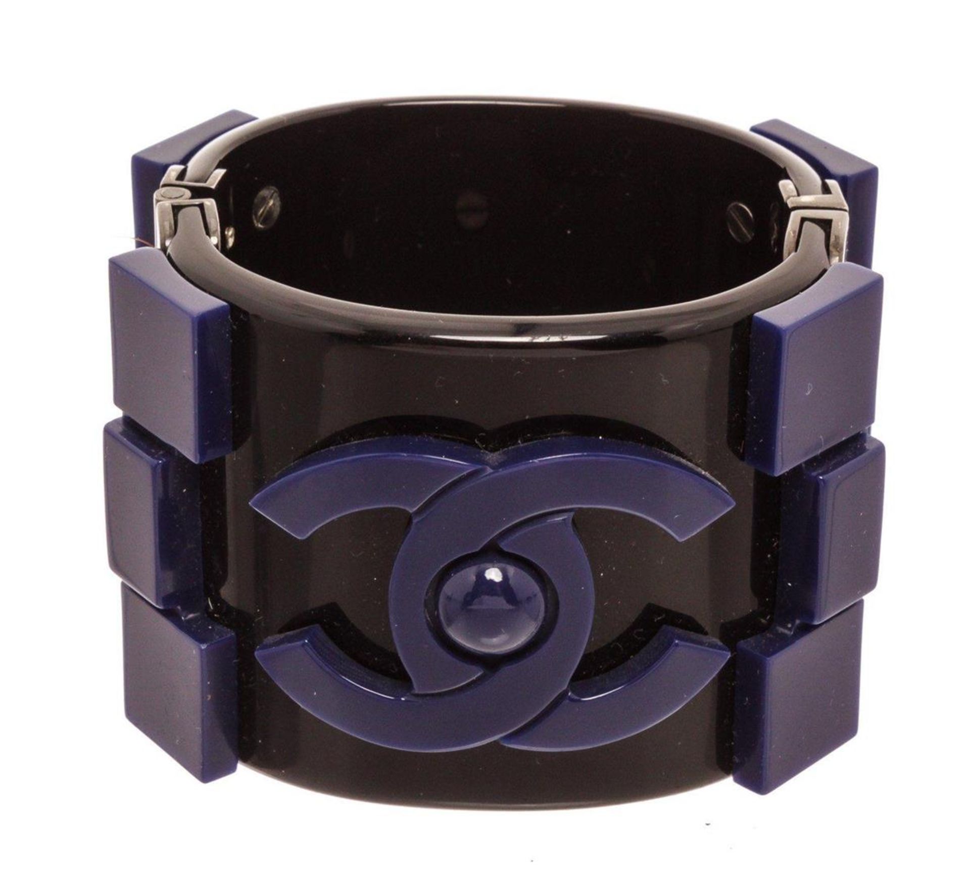 Chanel Black Blue Resin Boy Brick Bracelet