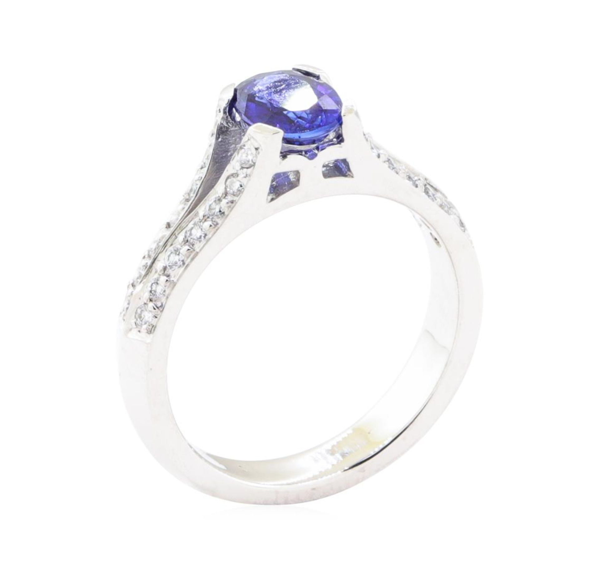 1.28 ctw Sapphire And Diamond Ring - 18KT White Gold - Image 4 of 5