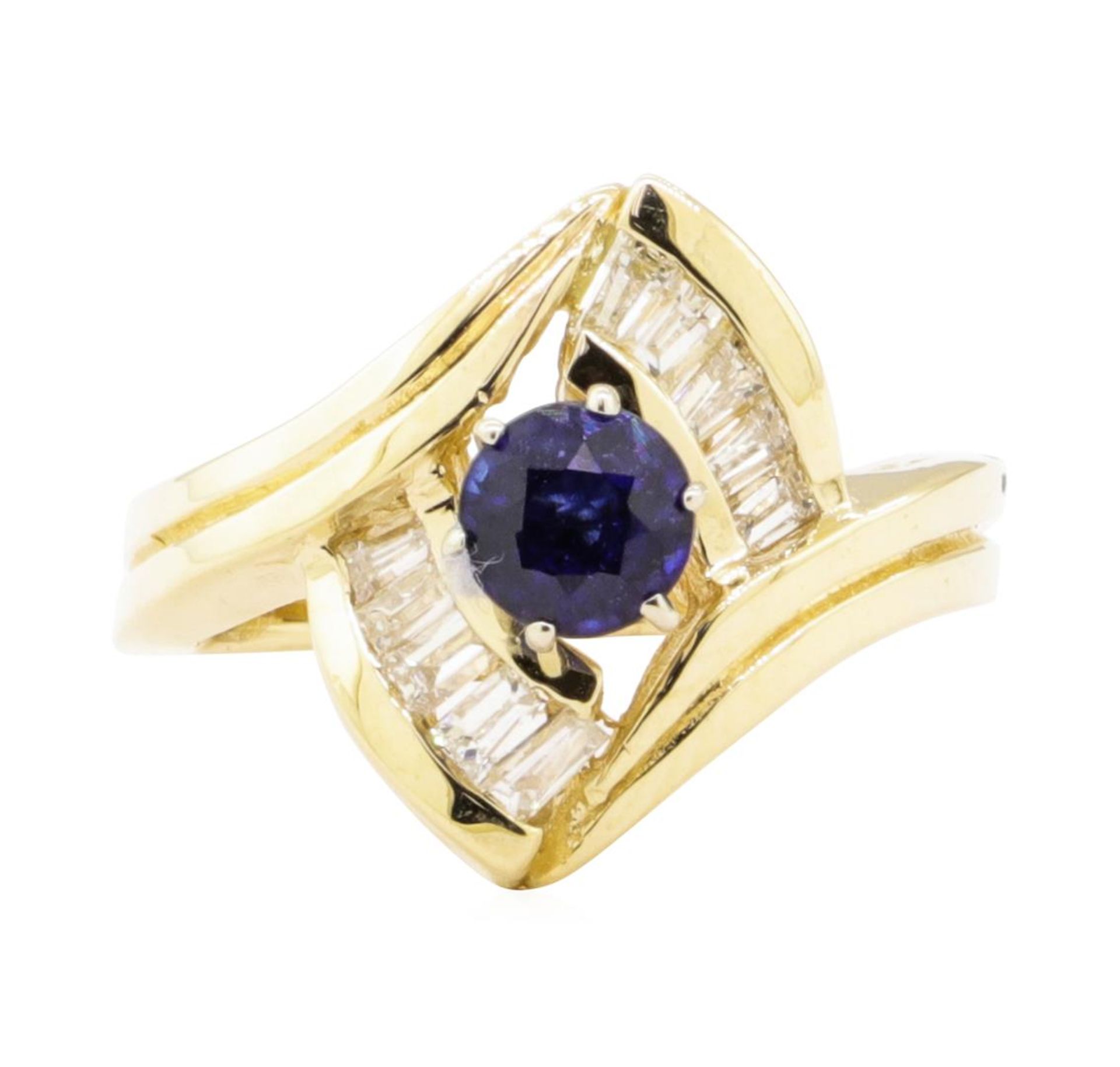 1.05 ctw Blue Sapphire And Diamond Ring - 14KT Yellow Gold - Image 2 of 5