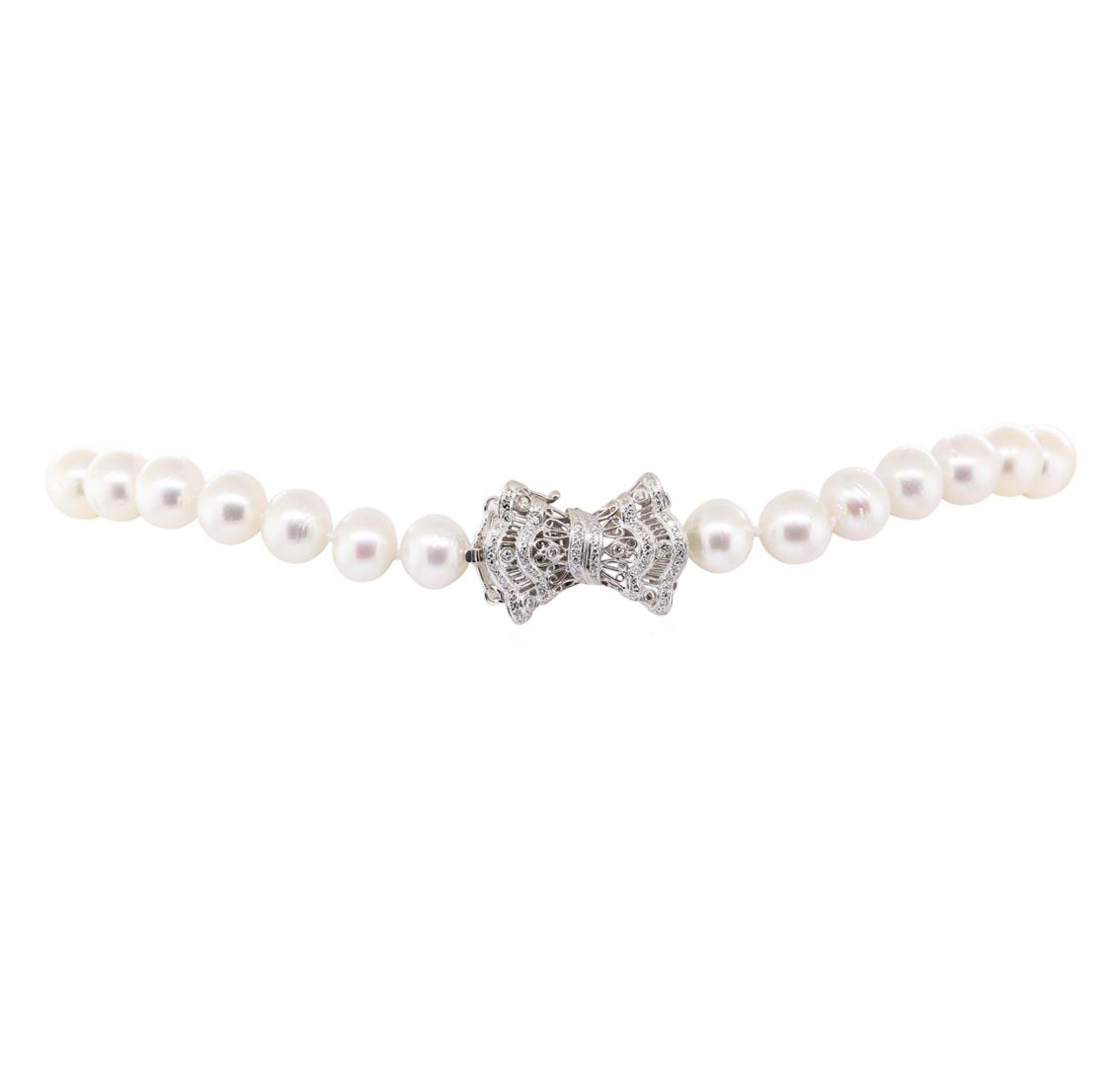 0.78 ctw Diamond and South Sea Pearl Necklace - 14KT White Gold - Image 3 of 4