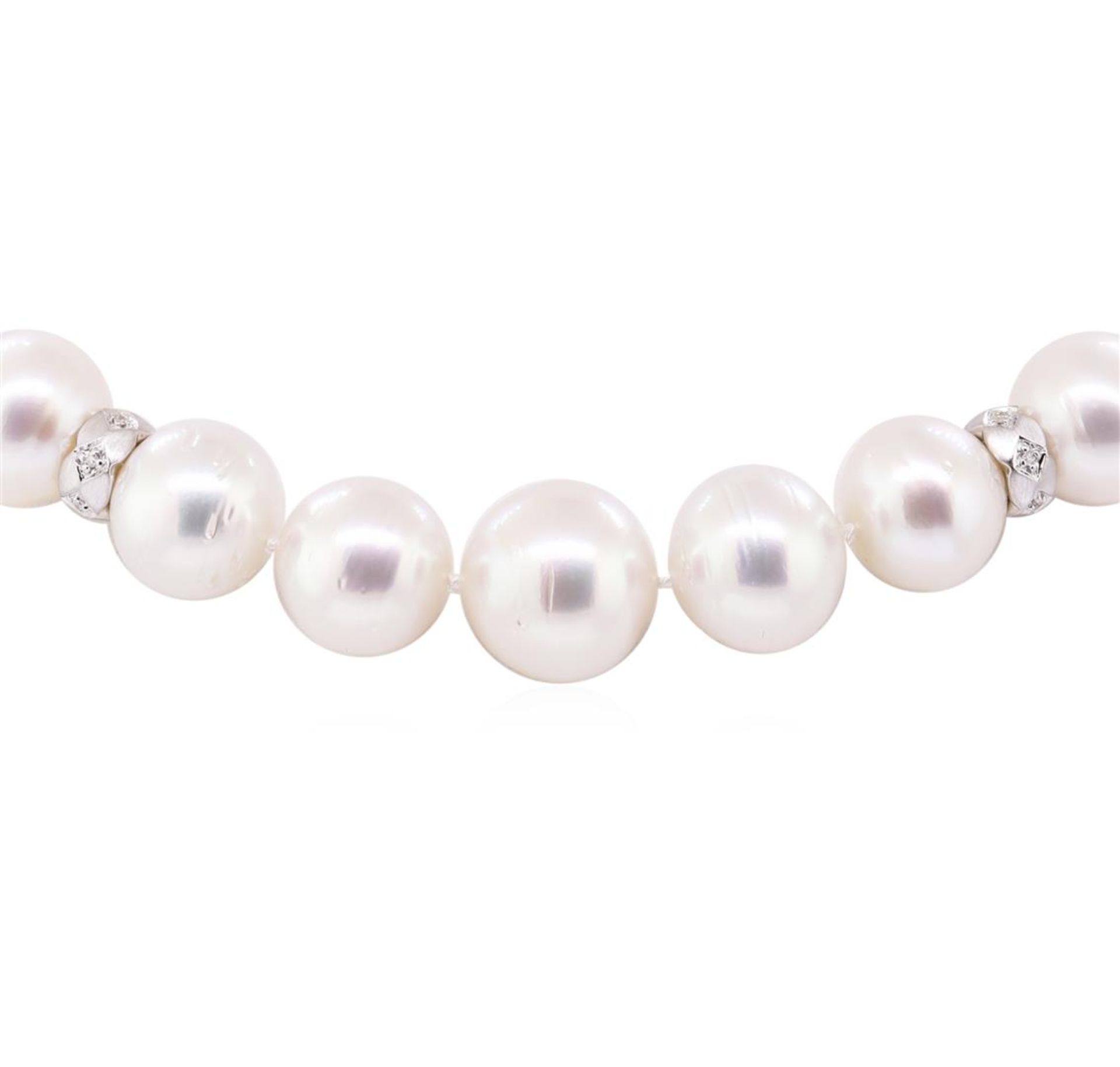 0.78 ctw Diamond and South Sea Pearl Necklace - 14KT White Gold - Image 2 of 4