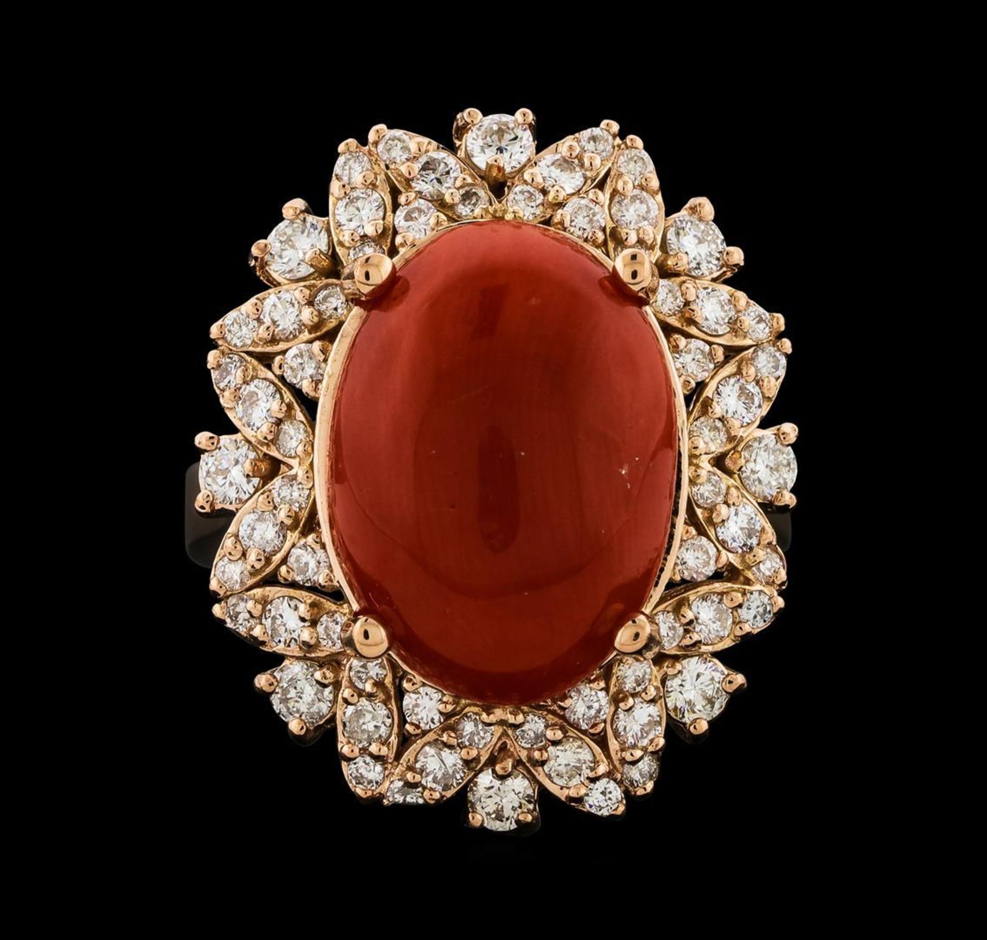 6.24 ctw Coral and Diamond Ring - 14KT Rose Gold - Image 2 of 6