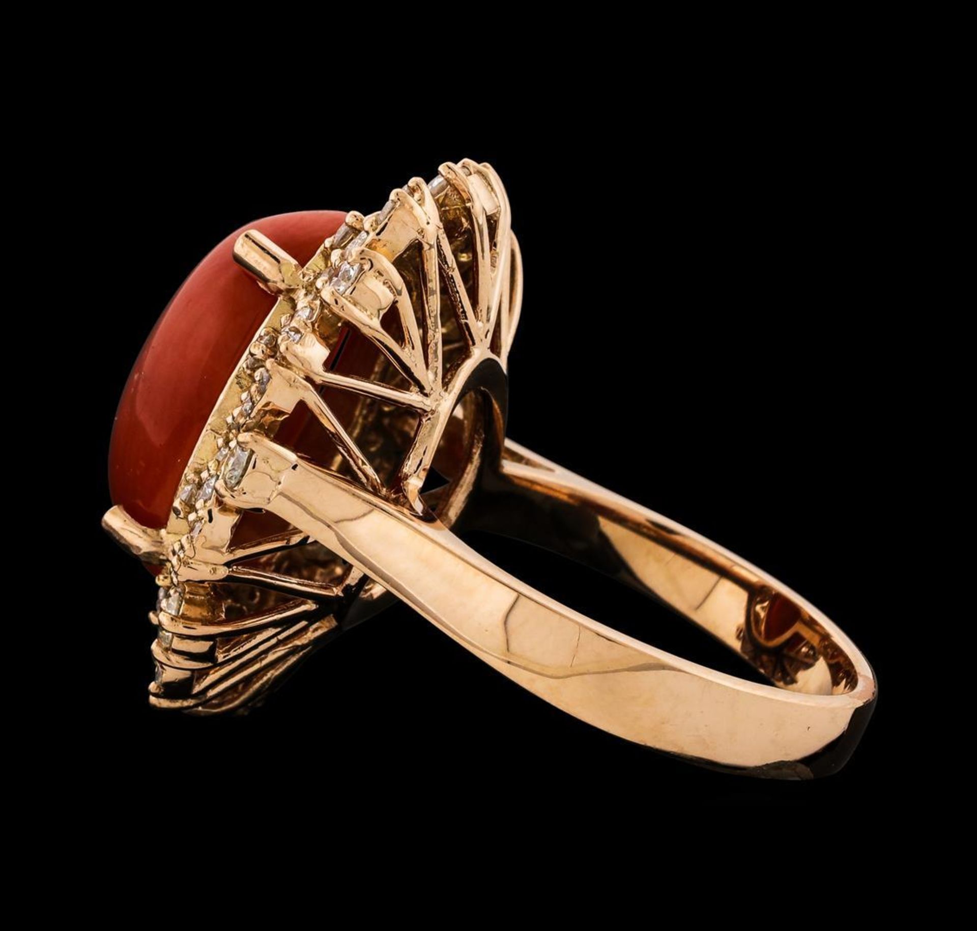 6.24 ctw Coral and Diamond Ring - 14KT Rose Gold - Image 3 of 6