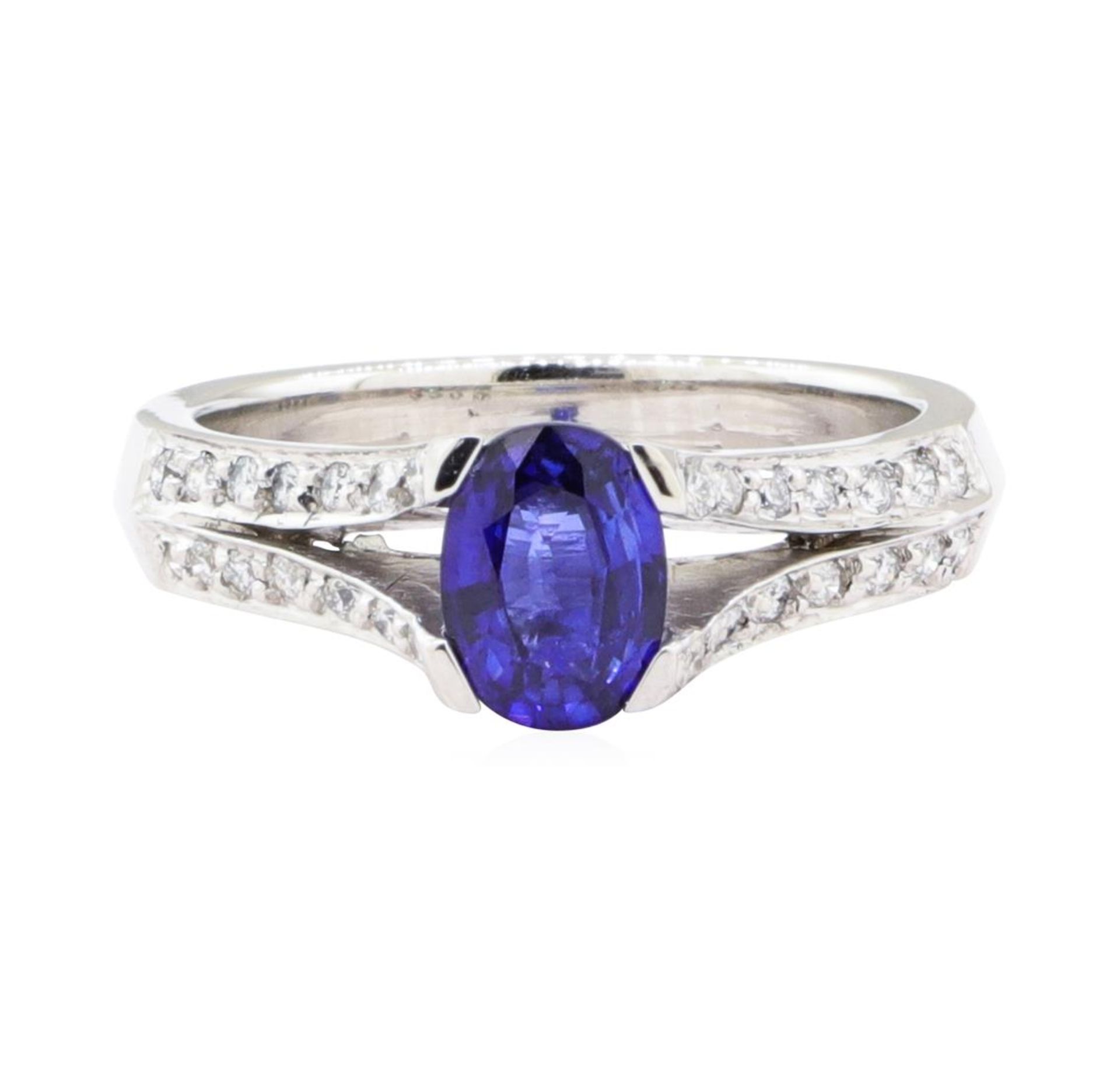 1.28 ctw Sapphire And Diamond Ring - 18KT White Gold - Image 2 of 5