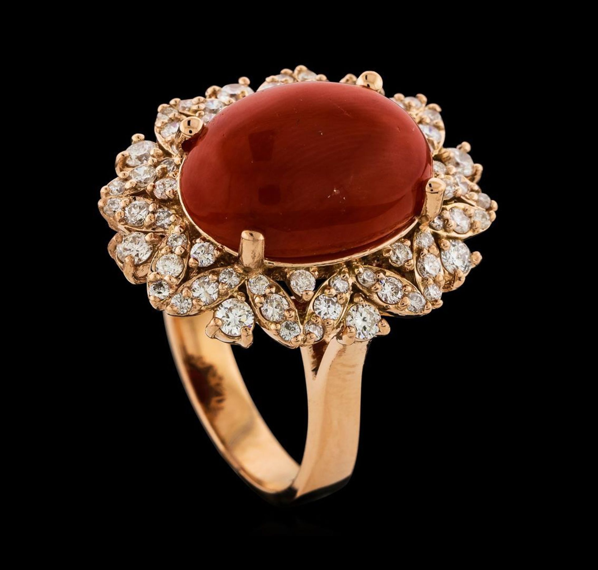 6.24 ctw Coral and Diamond Ring - 14KT Rose Gold - Image 4 of 6