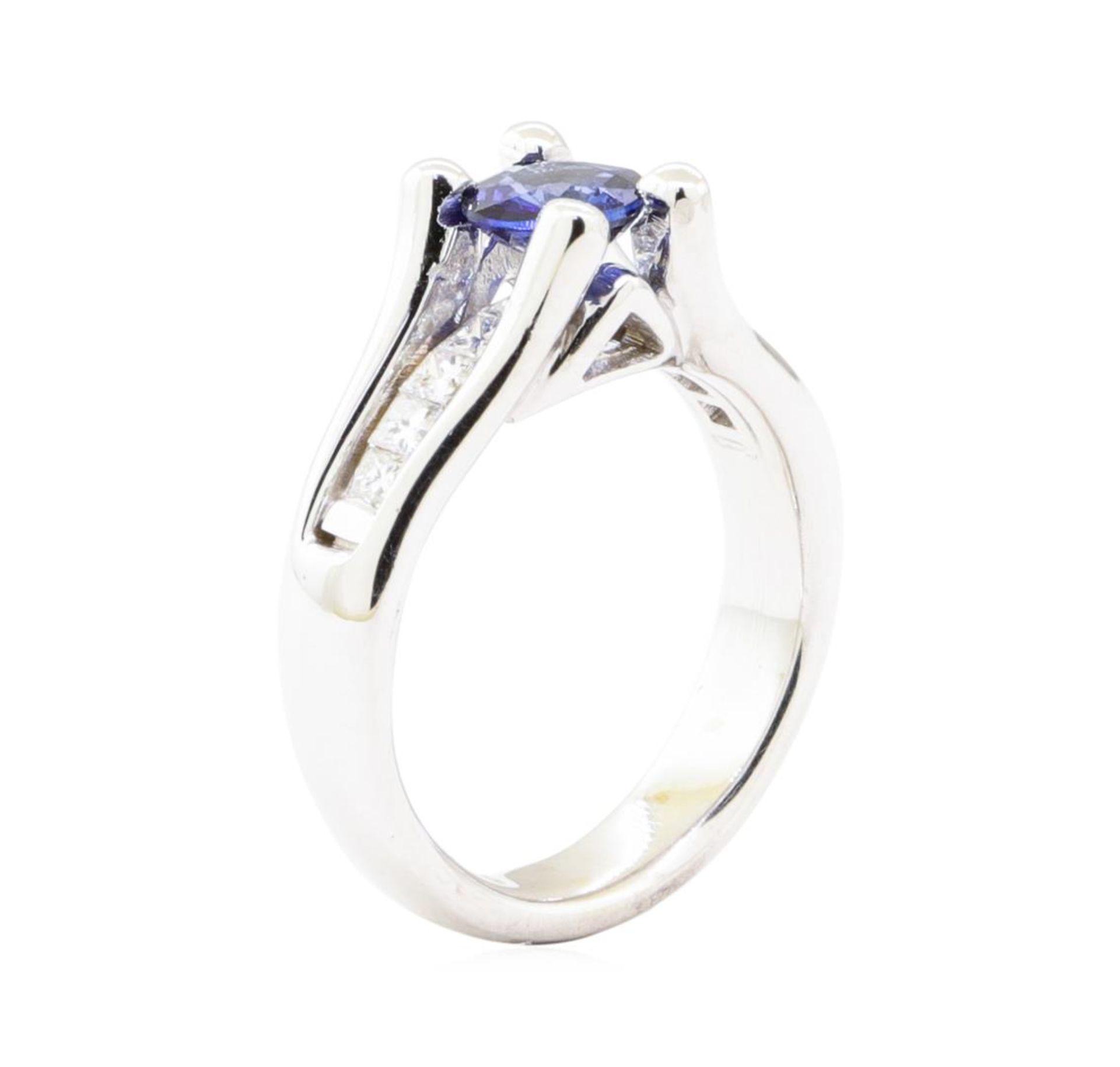 1.28 ctw Sapphire And Diamond Ring - 14KT White Gold - Image 4 of 5