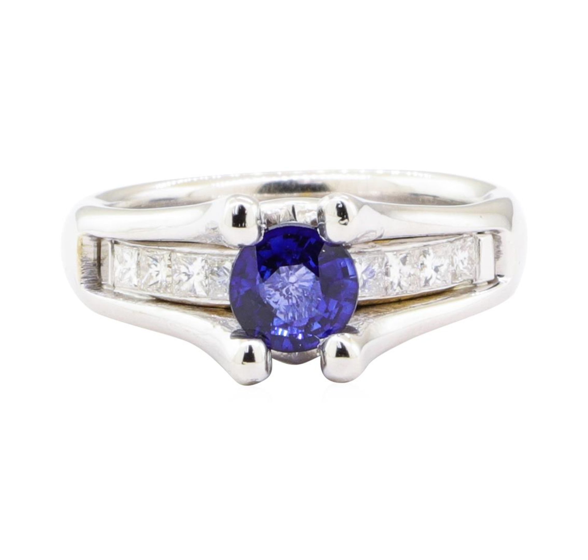 1.28 ctw Sapphire And Diamond Ring - 14KT White Gold - Image 2 of 5