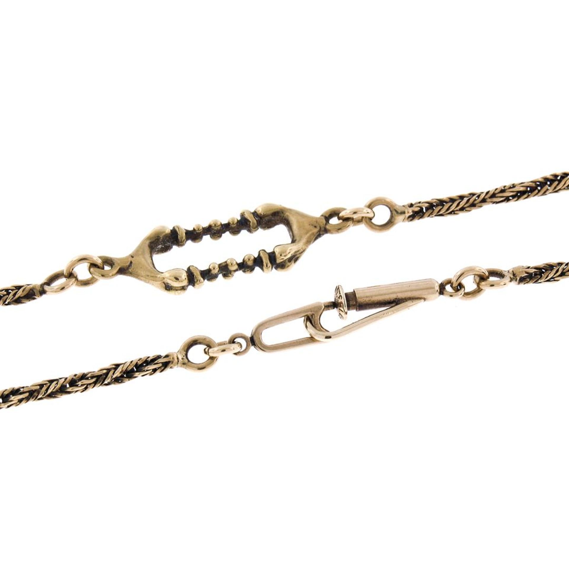 UNIQUE Vintage 18K Yellow Gold 20" Twisted & Open Bar Link Chain Necklace - Image 6 of 7