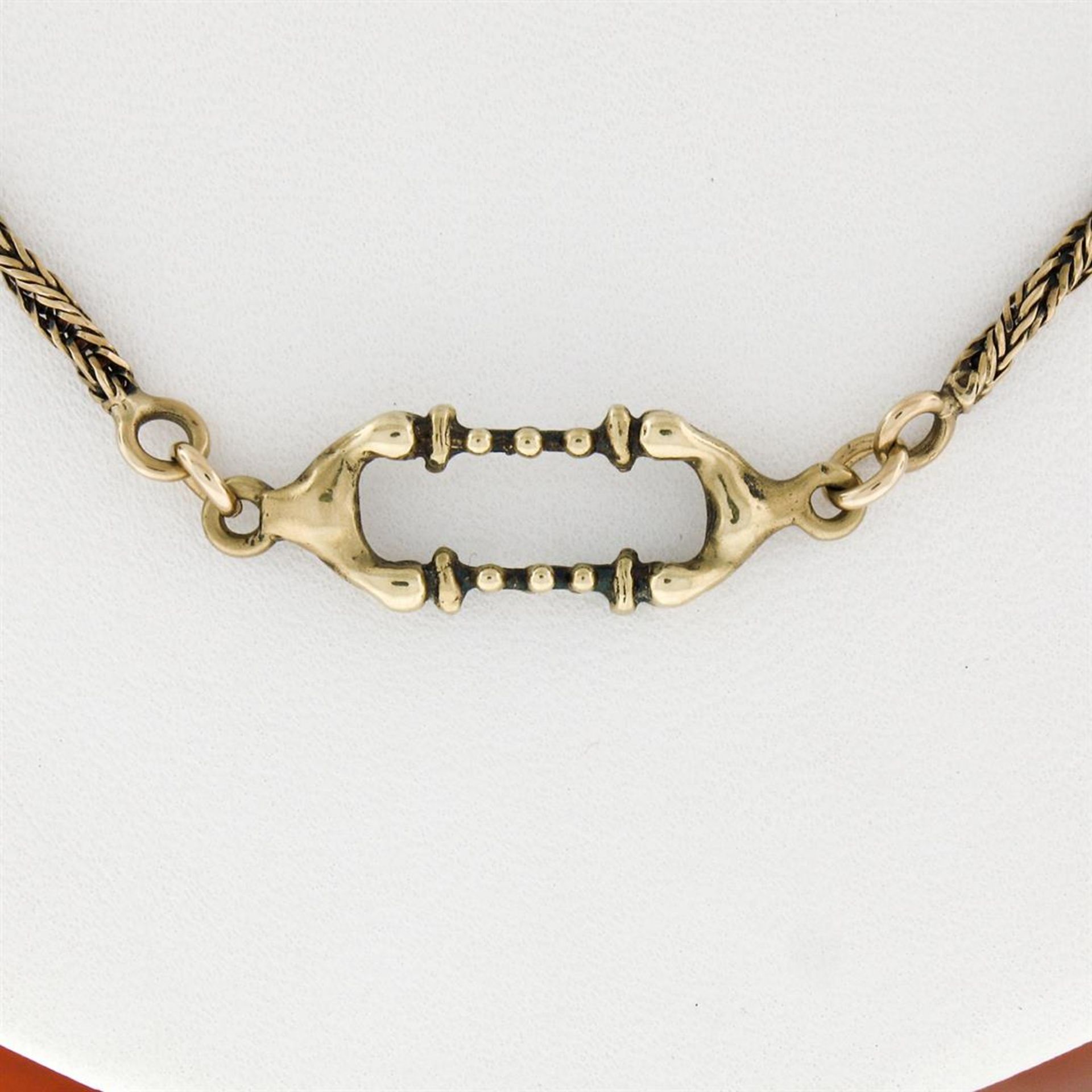 UNIQUE Vintage 18K Yellow Gold 20" Twisted & Open Bar Link Chain Necklace - Image 3 of 7