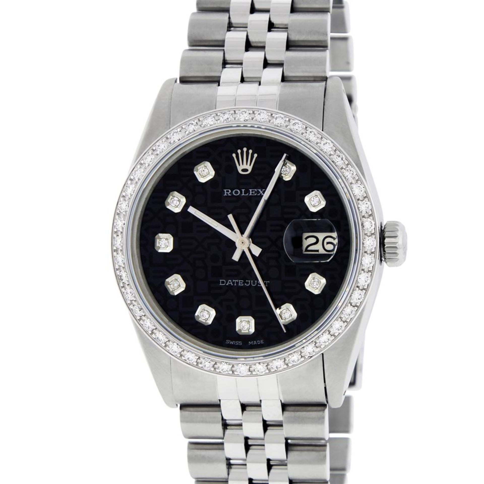 Rolex Mens Stainless Steel Black Diamond 36MM Datejust Wristwatch - Image 2 of 9
