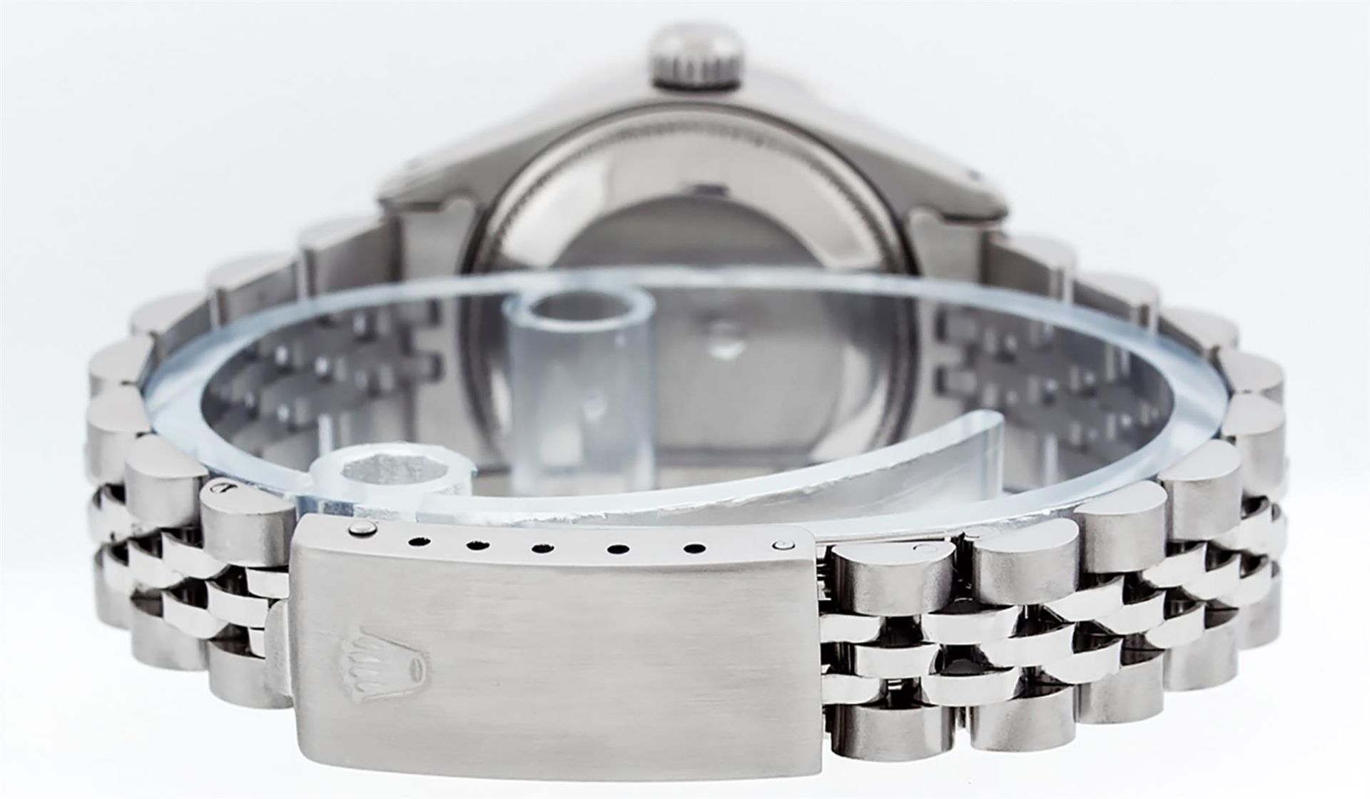 Rolex Ladies 26 Stainless Steel Green Pyramid Diamond Datejust Wristwatch Servic - Image 6 of 9