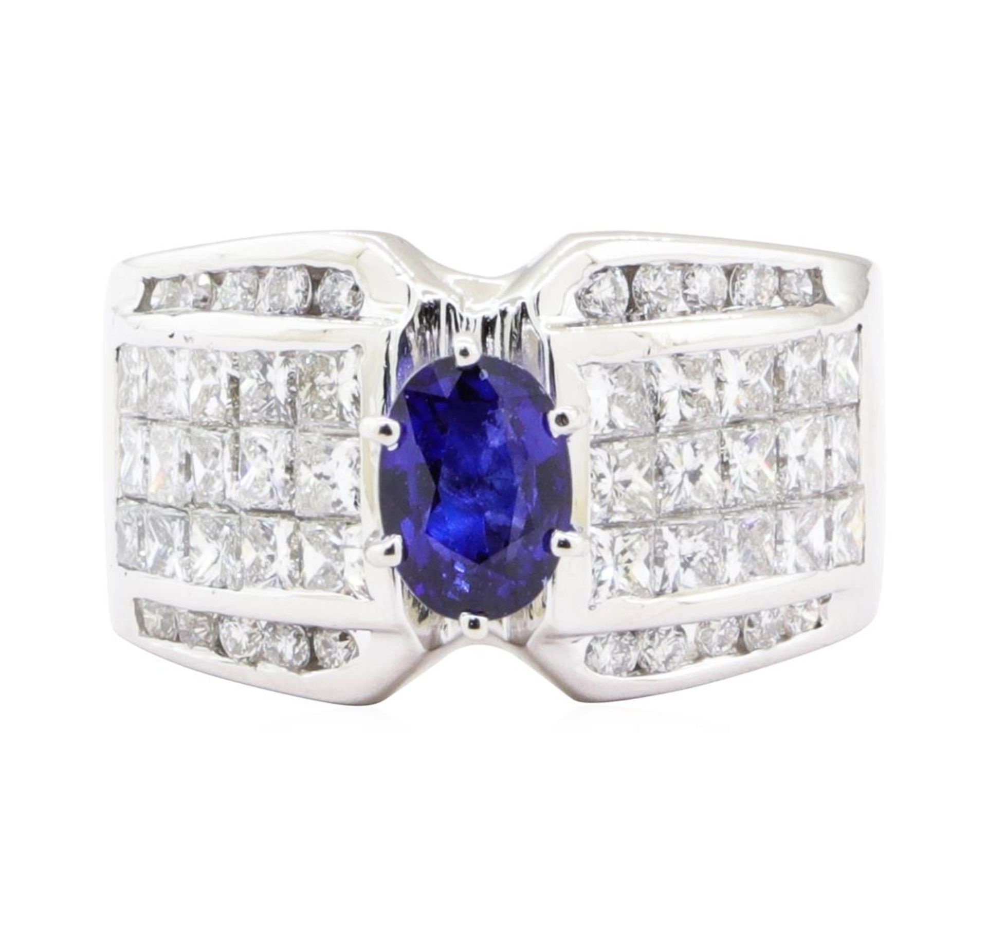 3.43 ctw Sapphire And Diamond Ring - 18KT White Gold - Image 2 of 5