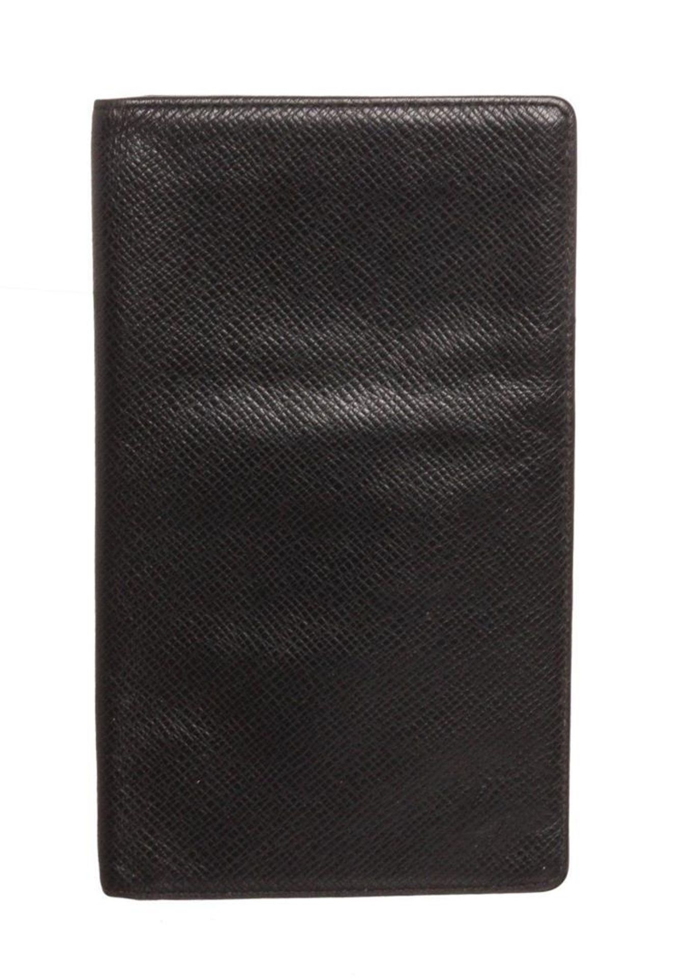 Louis Vuitton Black Taiga Leather Checkbook Wallet