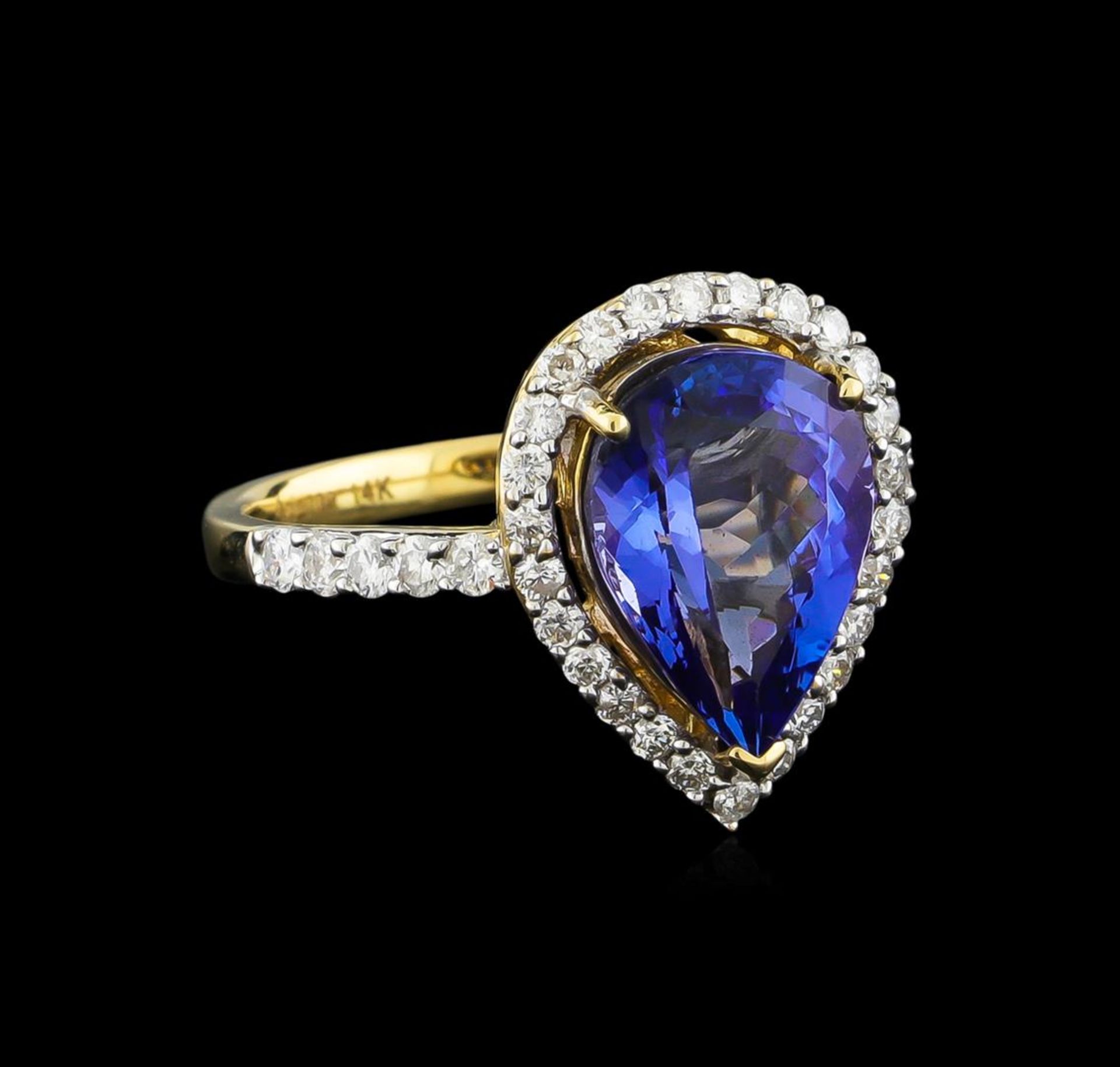 14KT Yellow Gold 2.80 ctw Tanzanite and Diamond Ring