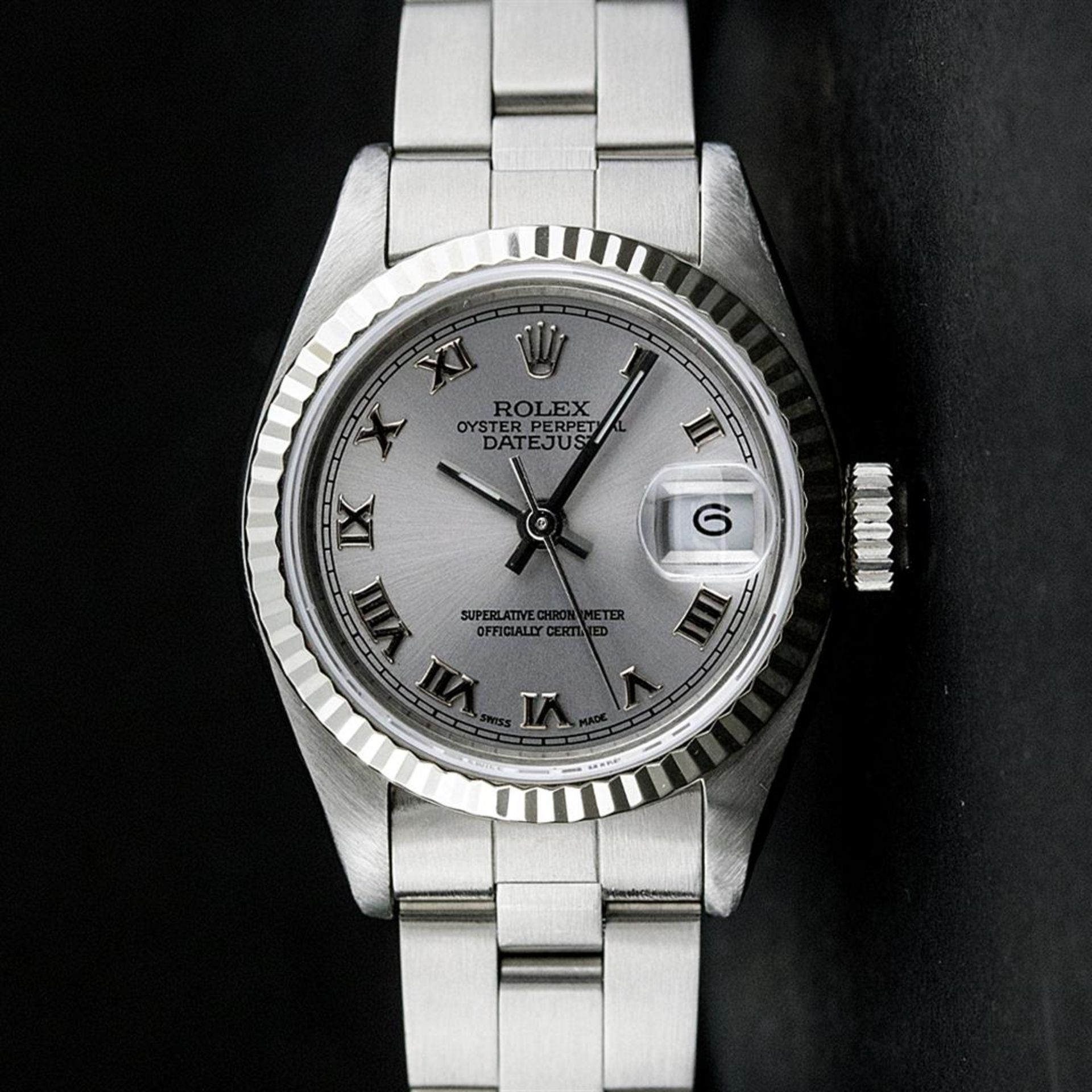 Rolex Ladies Stainless Steel Slate Grey 26MM Oyster Band Datejust Wristwatch - Image 3 of 9