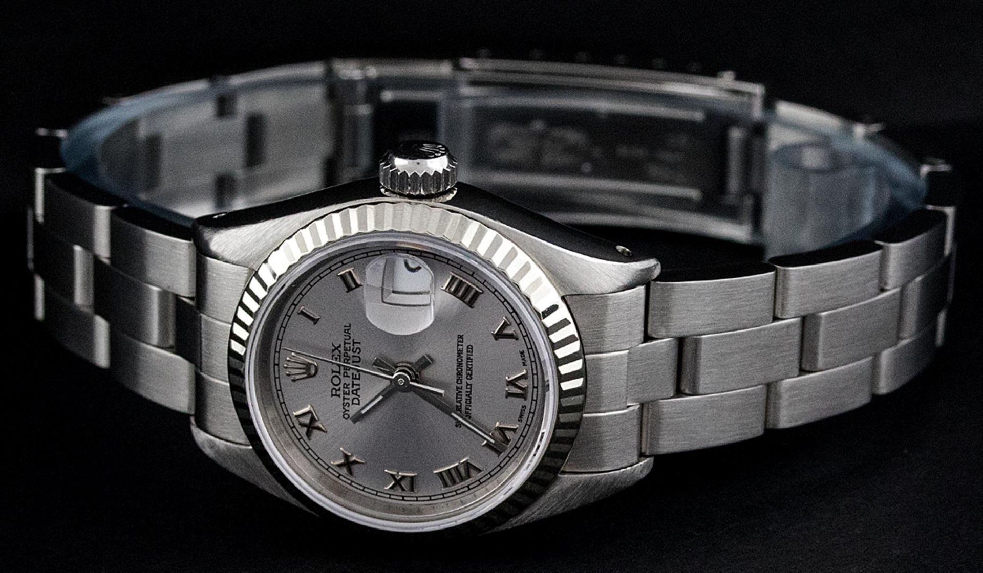 Rolex Ladies Stainless Steel Slate Grey 26MM Oyster Band Datejust Wristwatch - Image 5 of 9