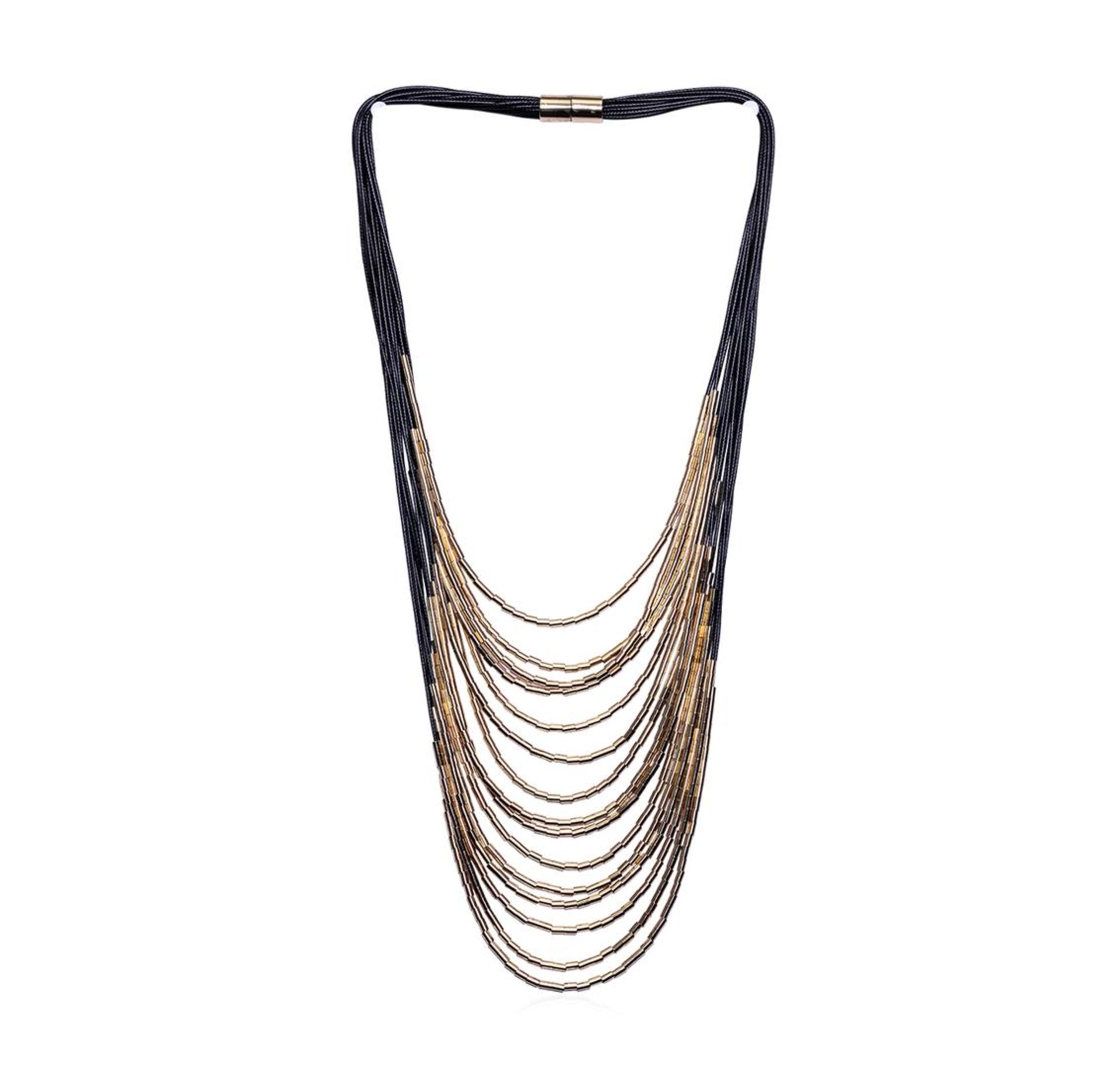 Leather Cord Necklace - Gold Plated - Image 2 of 2