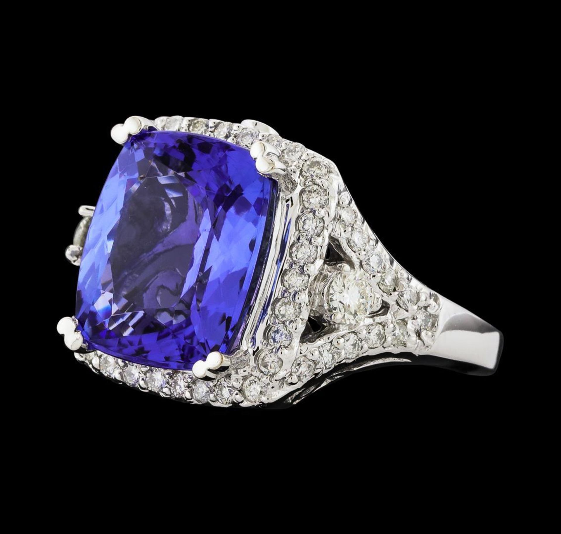 GIA Cert 8.38 ctw Tanzanite and Diamond Ring - 14KT White Gold