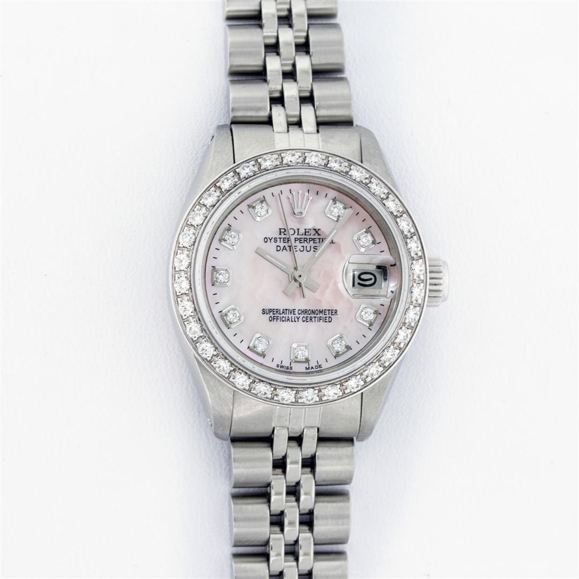 Rolex Ladies Stainless Steel Pink MOP Diamond 26MM Oyster Perpetaul Datejust - Image 2 of 9