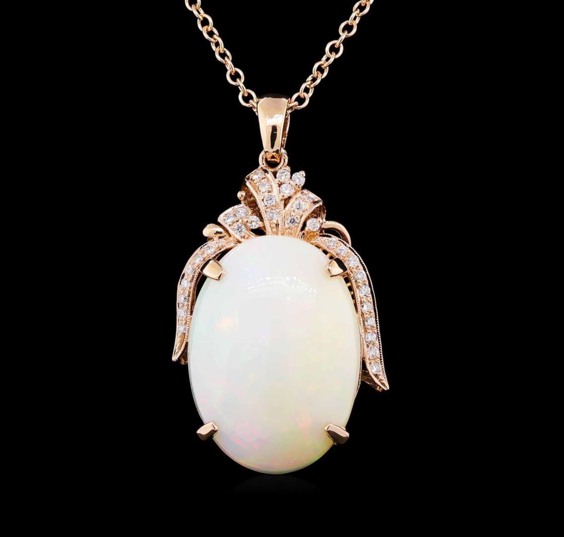 27.11 ctw Opal and Diamond Pendant With Chain - 14KT Rose Gold - Image 2 of 3