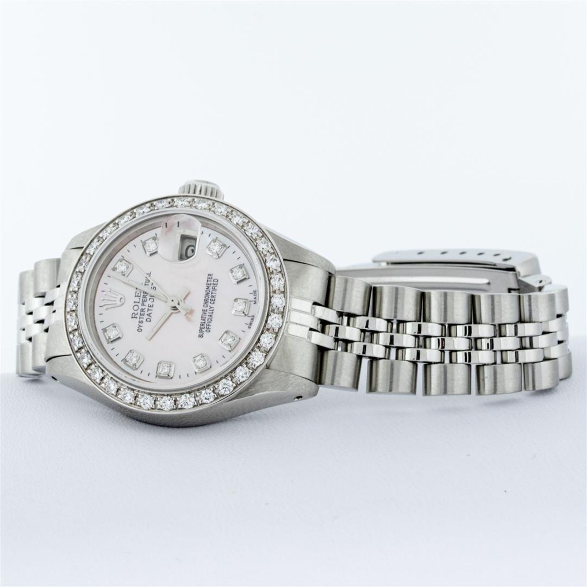 Rolex Ladies Stainless Steel Pink MOP Diamond 26MM Oyster Perpetaul Datejust - Image 5 of 9