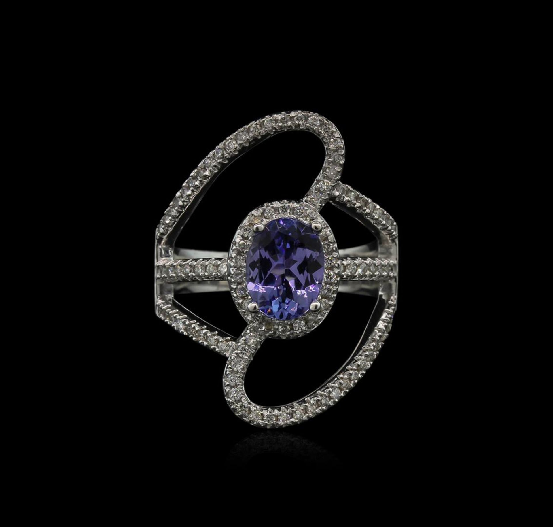 1.50 ctw Tanzanite and Diamond Ring - 14KT White Gold - Image 2 of 2