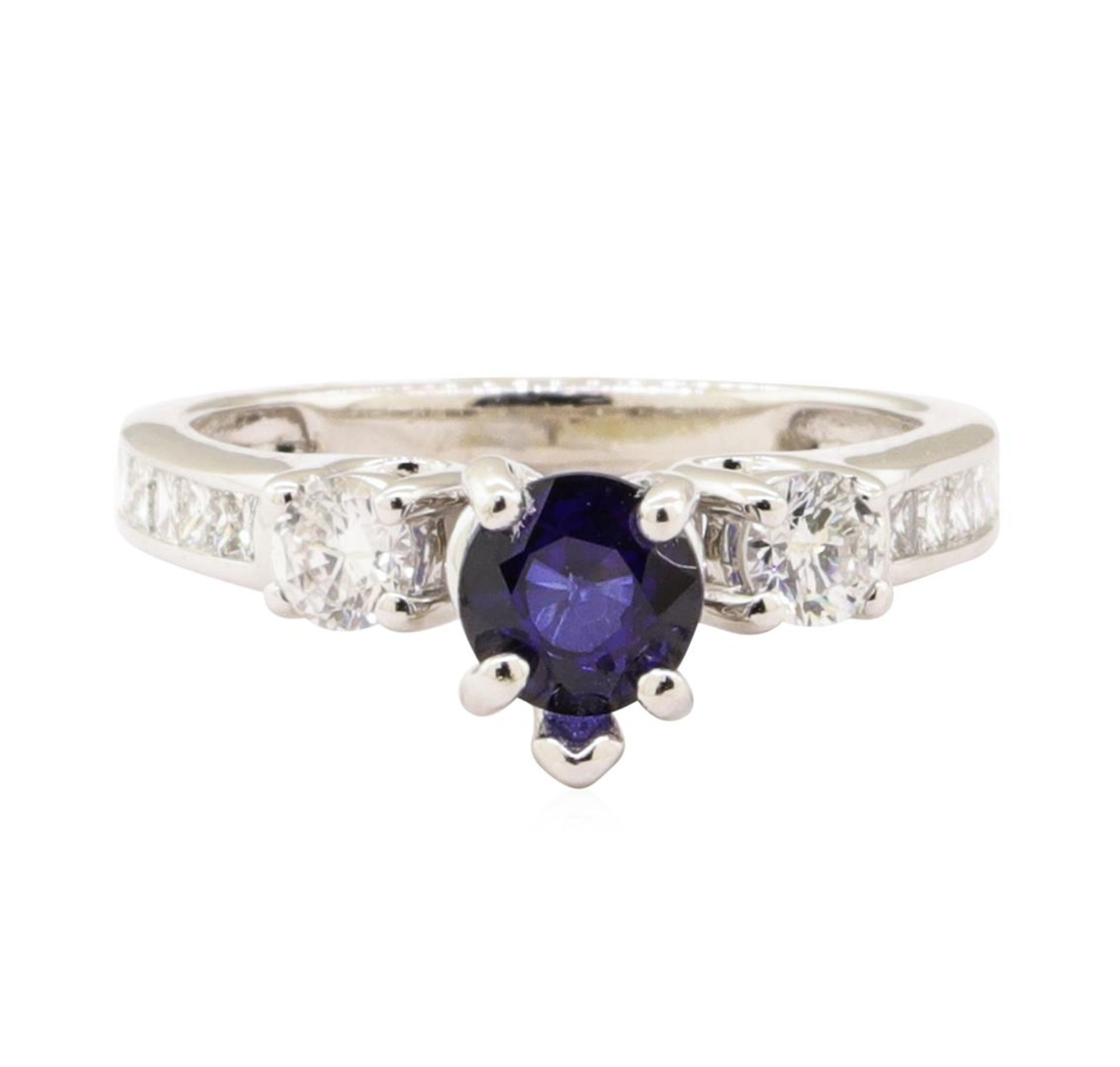 1.23 ctw Blue Sapphire and Diamond Ring - 14KT White Gold - Image 2 of 4