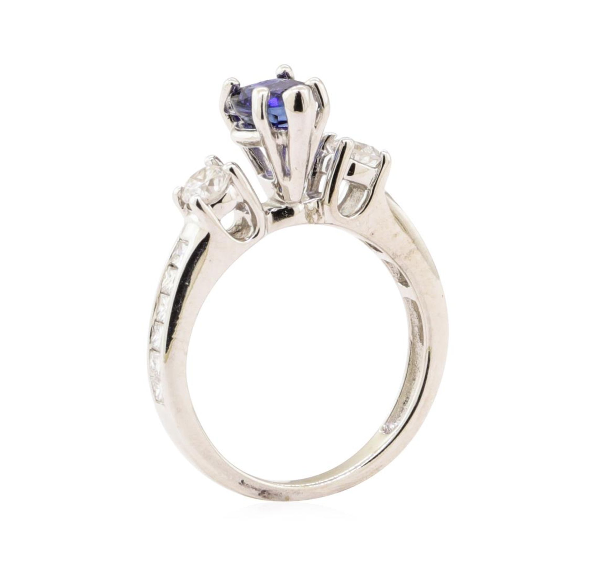 1.23 ctw Blue Sapphire and Diamond Ring - 14KT White Gold - Image 4 of 4