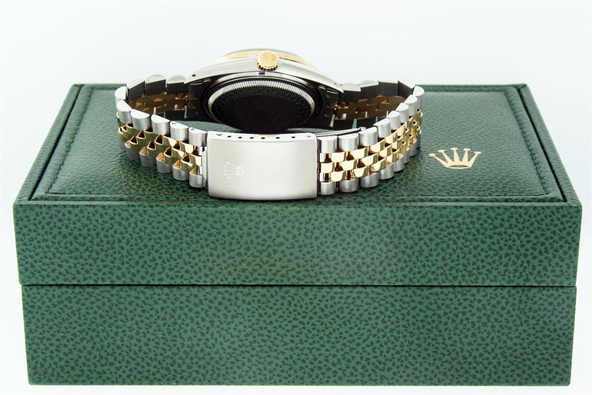 Rolex Mens 2 Tone Black String Diamond & Sapphire 36MM Datejust Wristwatch - Image 8 of 9