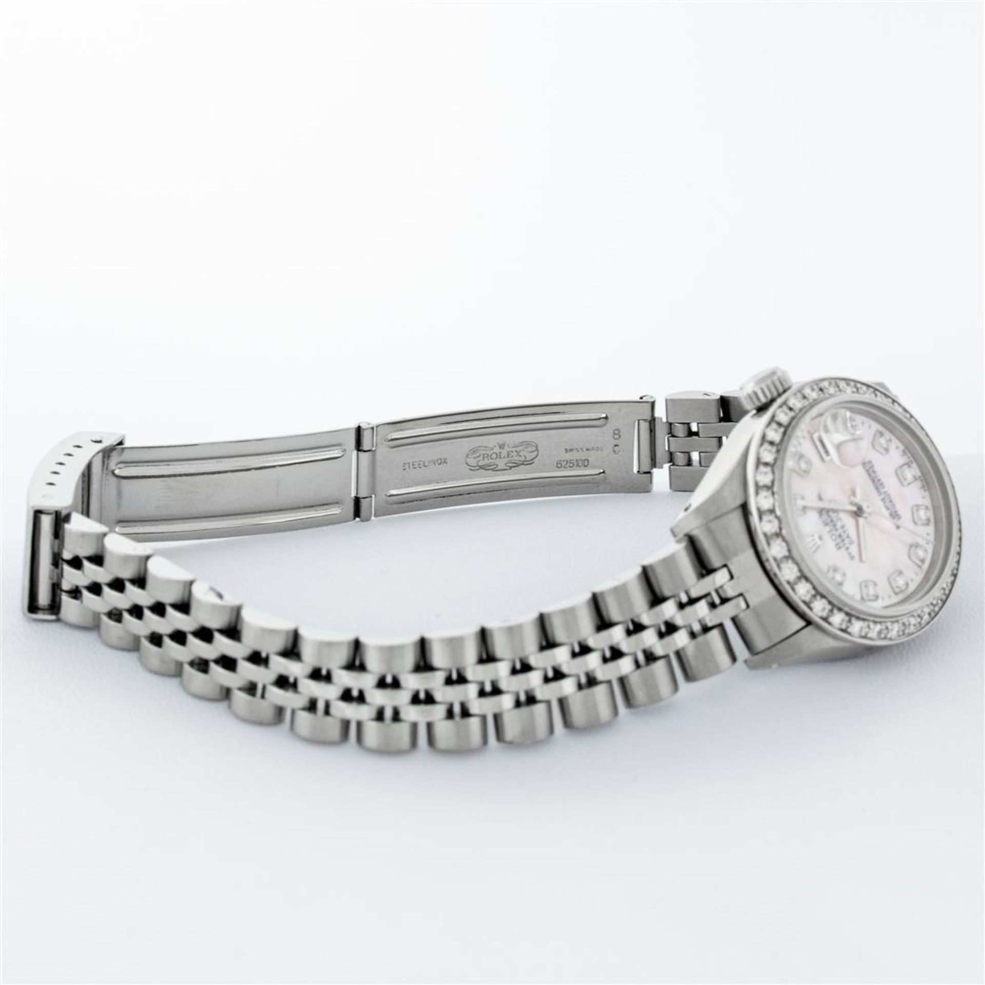 Rolex Ladies Stainless Steel Pink MOP Diamond 26MM Oyster Perpetaul Datejust - Image 9 of 9