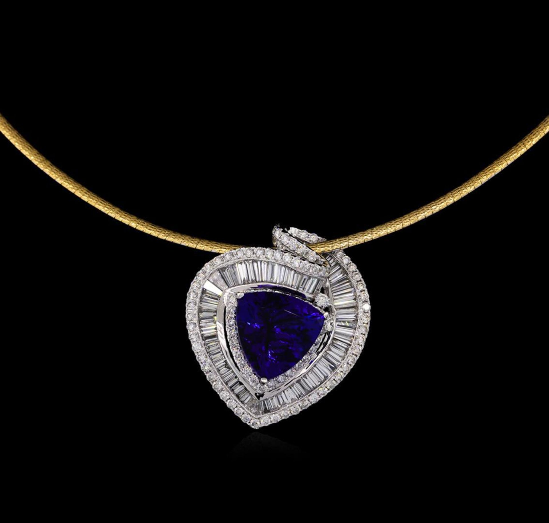 14KT Two-Tone Gold 10.88 ctw Tanzanite and Diamond Pendant With Chain - Image 2 of 4
