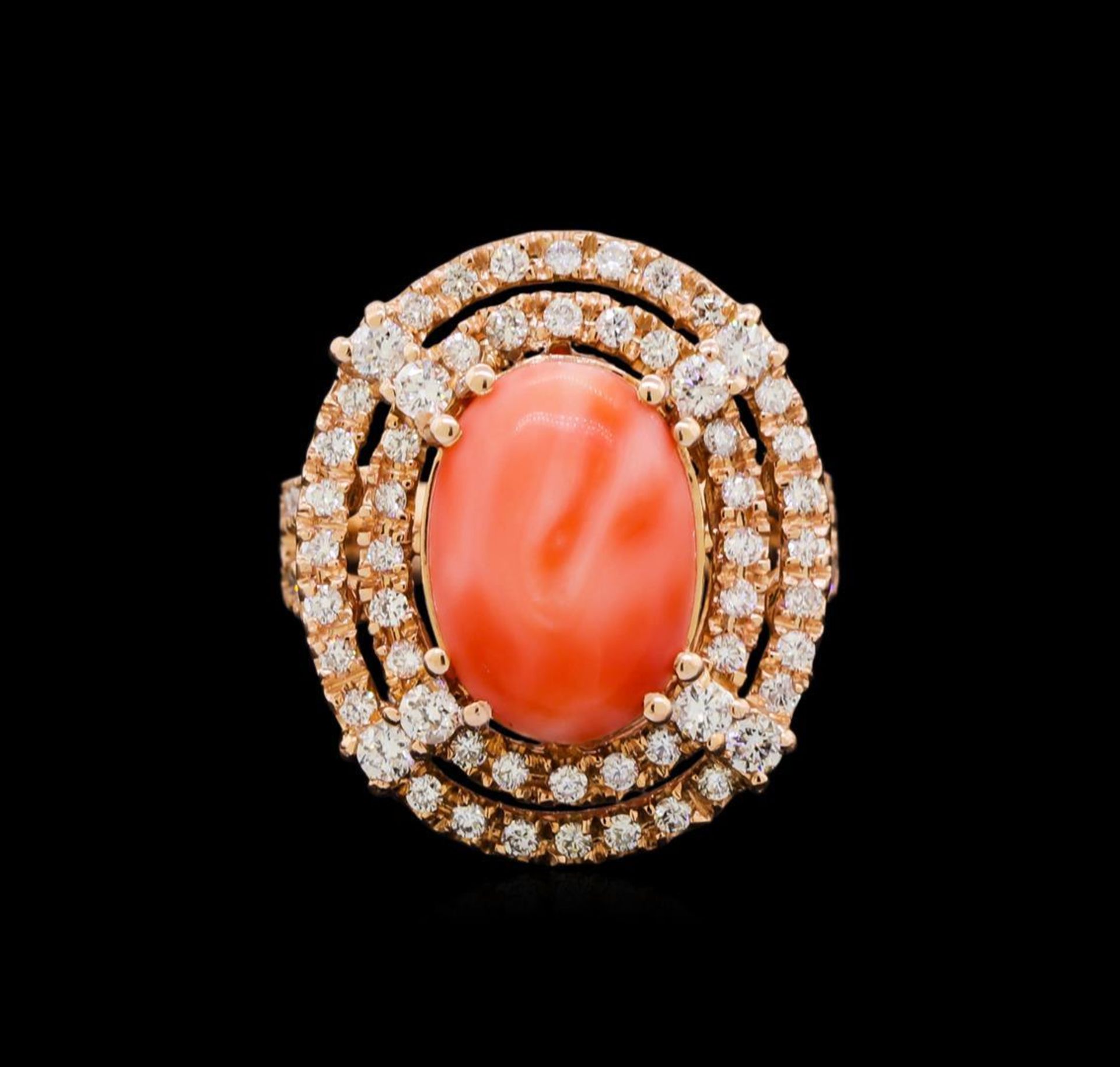 5.89 ctw Pink Coral and Diamond Ring - 14KT Rose Gold - Image 2 of 6