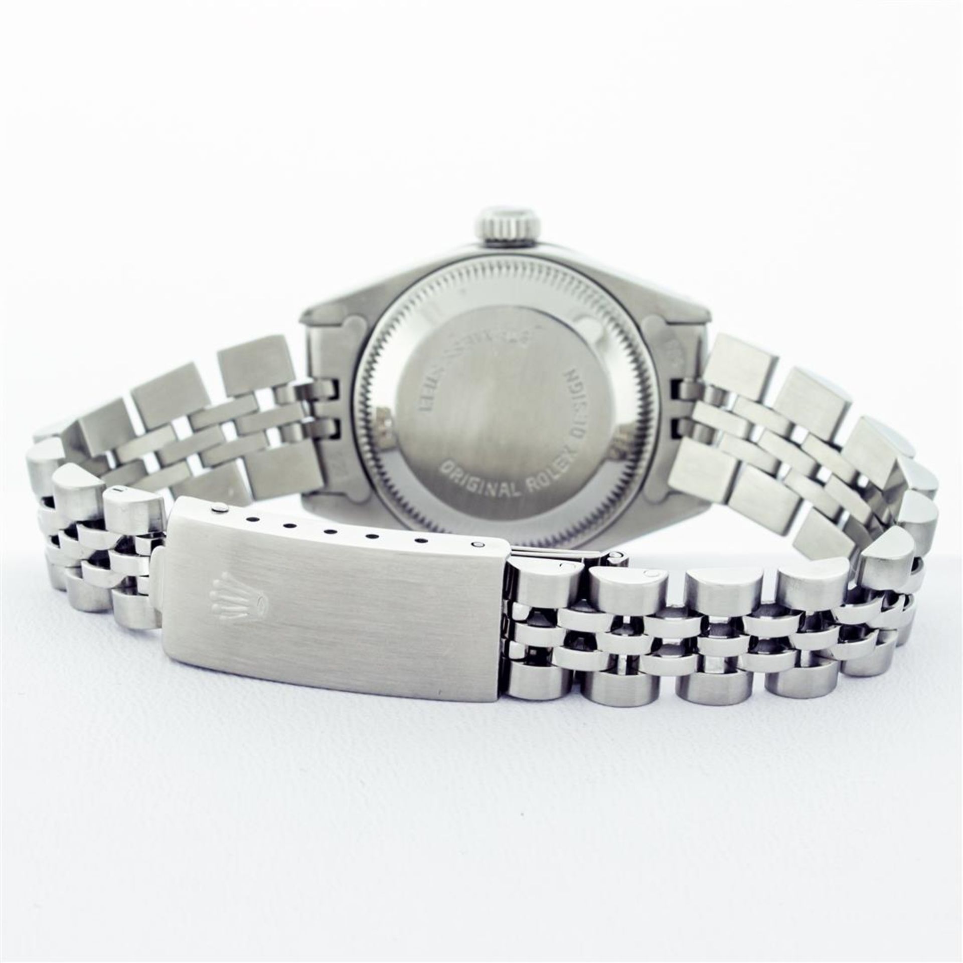 Rolex Ladies Stainless Steel Pink Diamond 18K Gold Bezel Datejust Wristwatch - Image 9 of 9