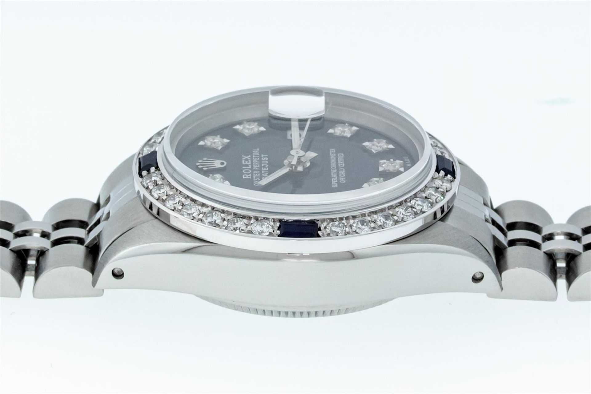 Rolex Ladies Stainless Steel Blue VVS Diamond & Sapphire Datejust Wristwatch - Image 6 of 9