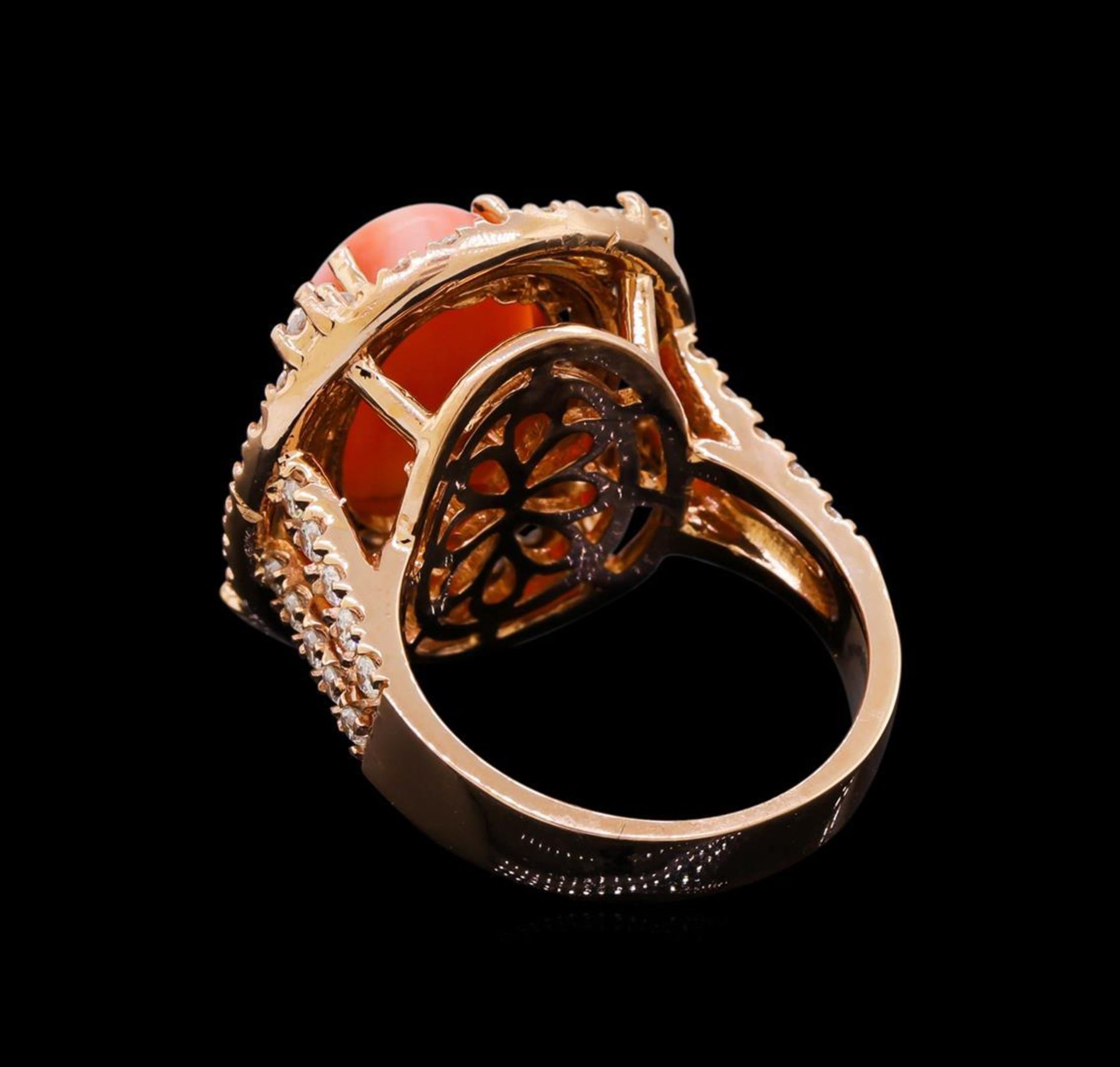5.89 ctw Pink Coral and Diamond Ring - 14KT Rose Gold - Image 3 of 6