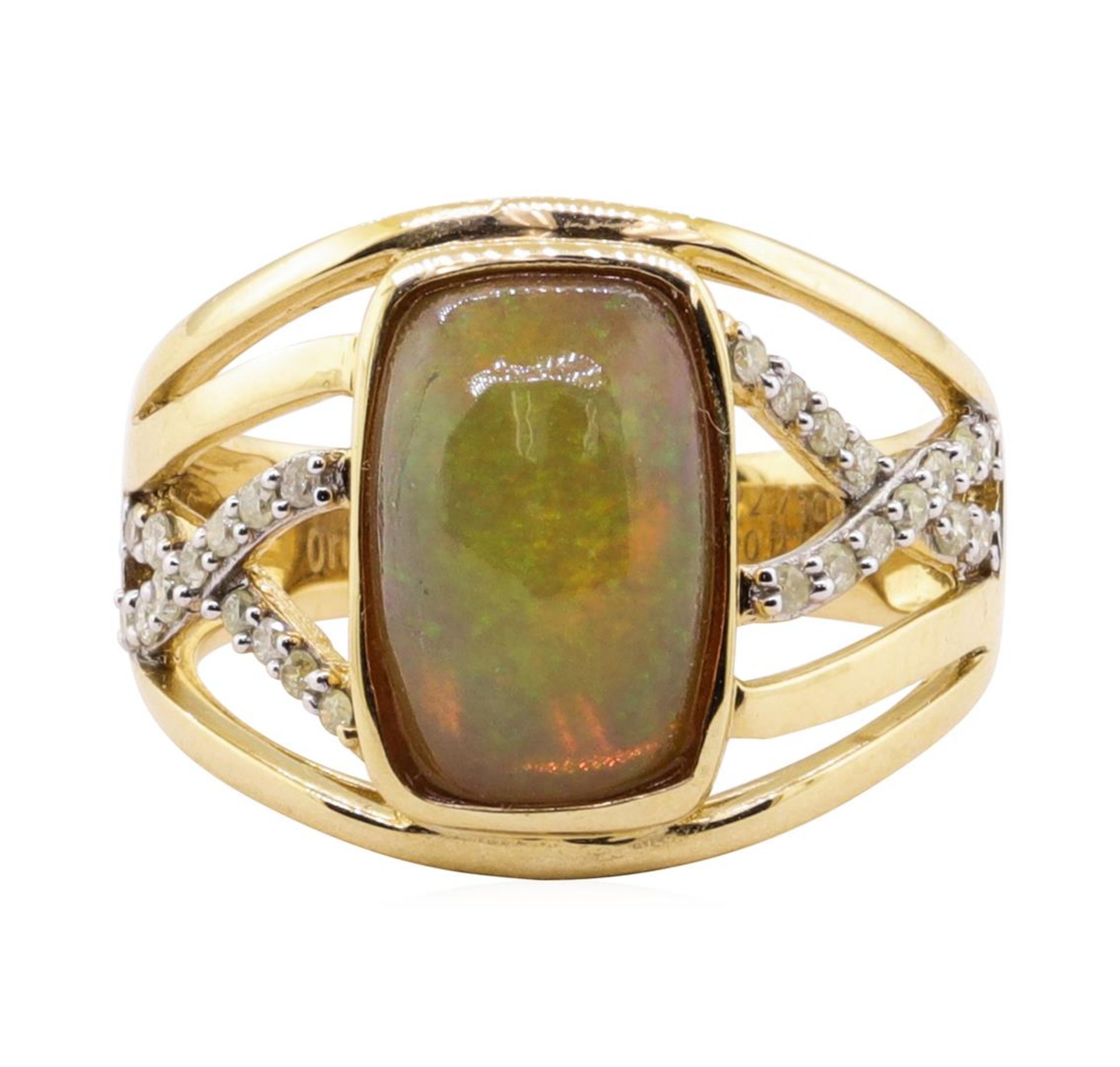 2.75 ctw Opal and Diamond Ring - 14KT Yellow Gold