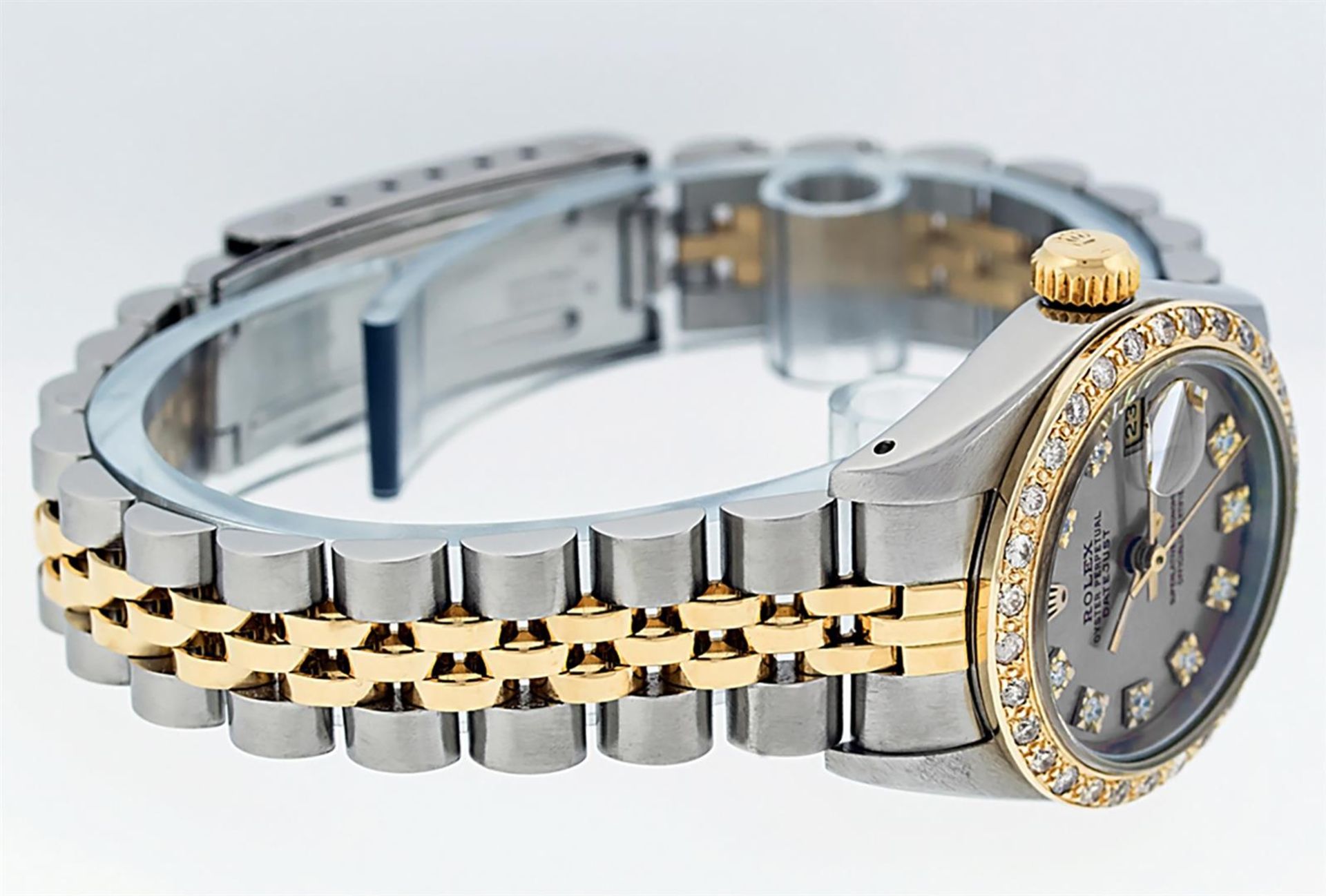 Rolex Ladies 2 Tone Slate Grey VS 26MM Diamond Datejust Oyster Perpetual Wristwa - Image 3 of 9