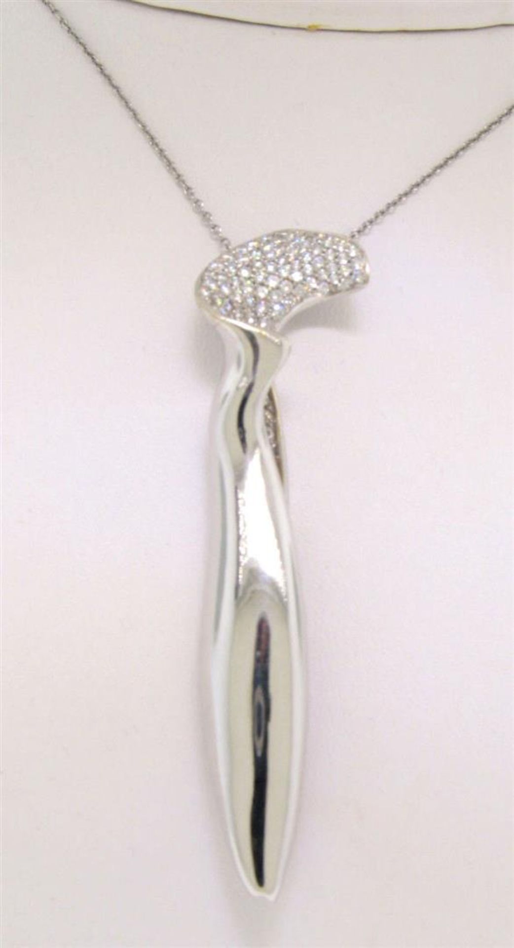 Tiffany & Co. Frank Gehry 16" 18k White Gold Orchid Diamond Pendant Necklace - Image 3 of 8